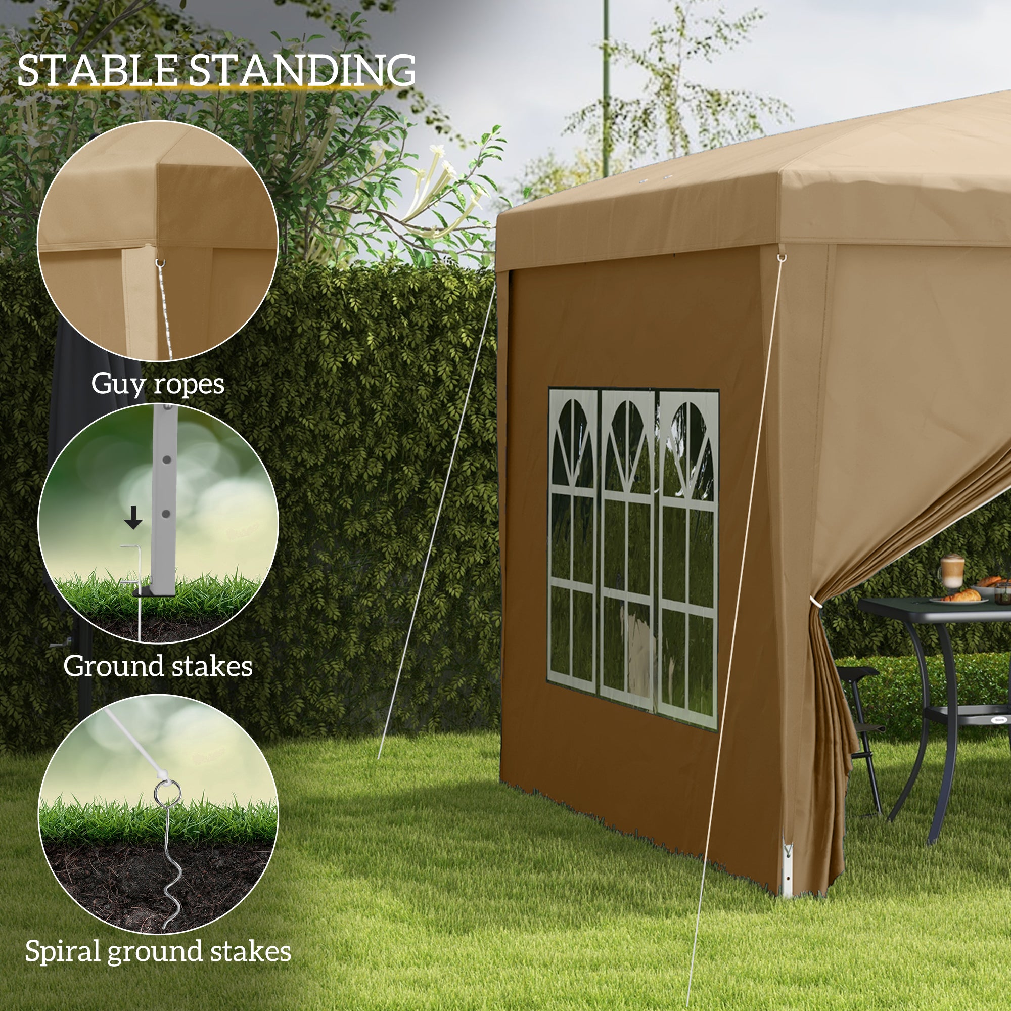 Outsunny 3 x 3(m) Pop Up Gazebo - Khaki - North Peak Garden Furniture