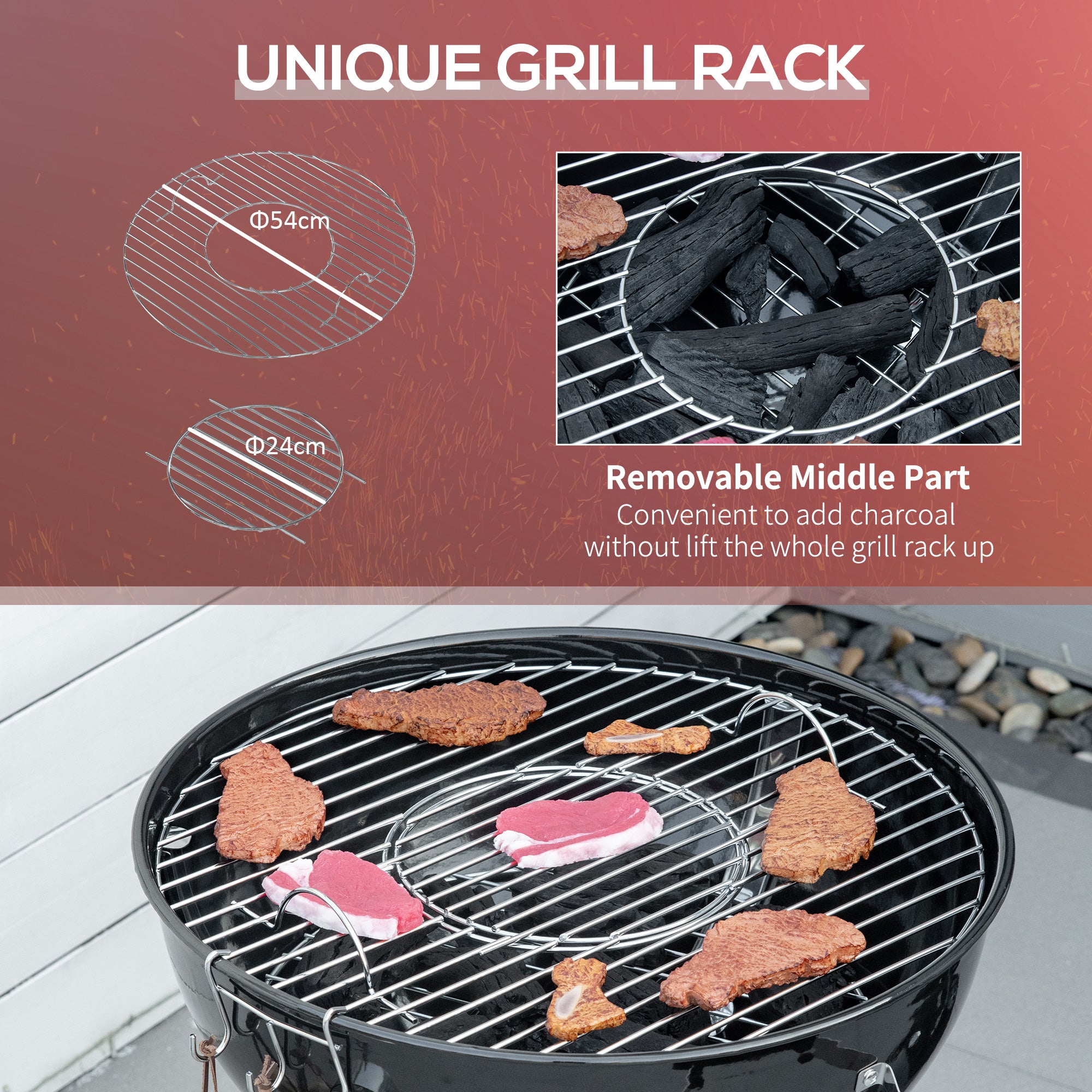Outsunny Portable Kettle Charcoal Grill - Black - North Peak Garden Furniture