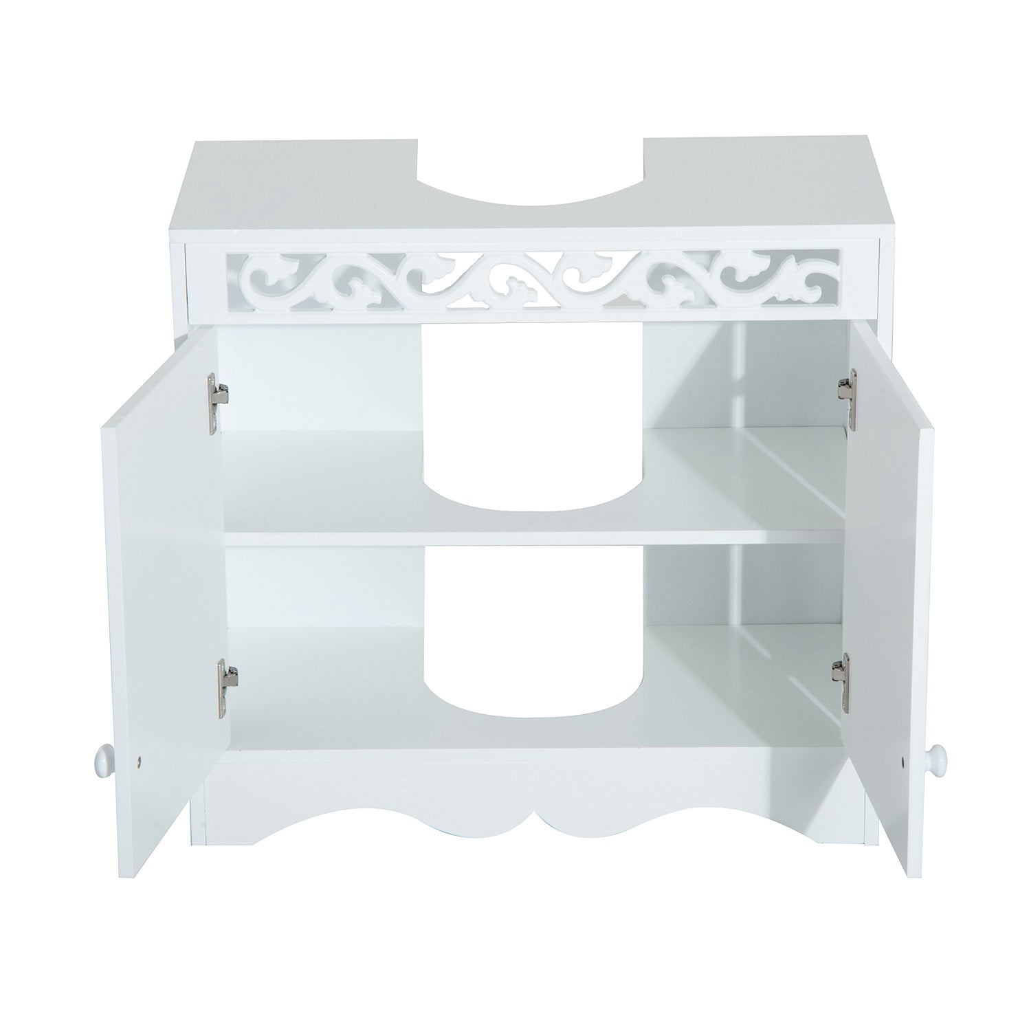 HOMCOM Bathroom Under Sink Storage Cabinet 2 Door Wooden Cupboard Vanity Units - North Peak Garden Furniture
