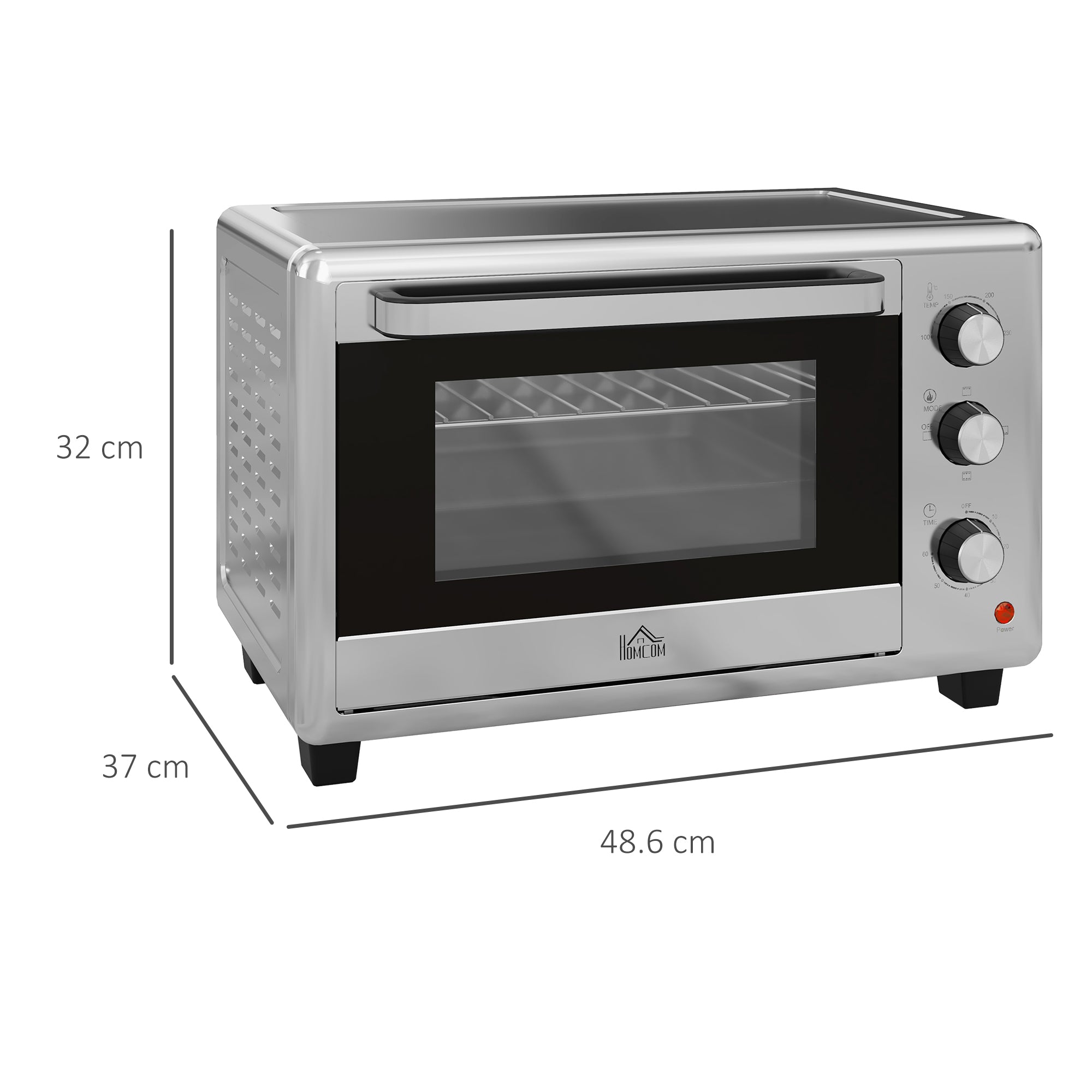 HOMCOM 30L 60-230℃ Mini Electric Oven, with Accessories - Silver Tone - North Peak Garden Furniture