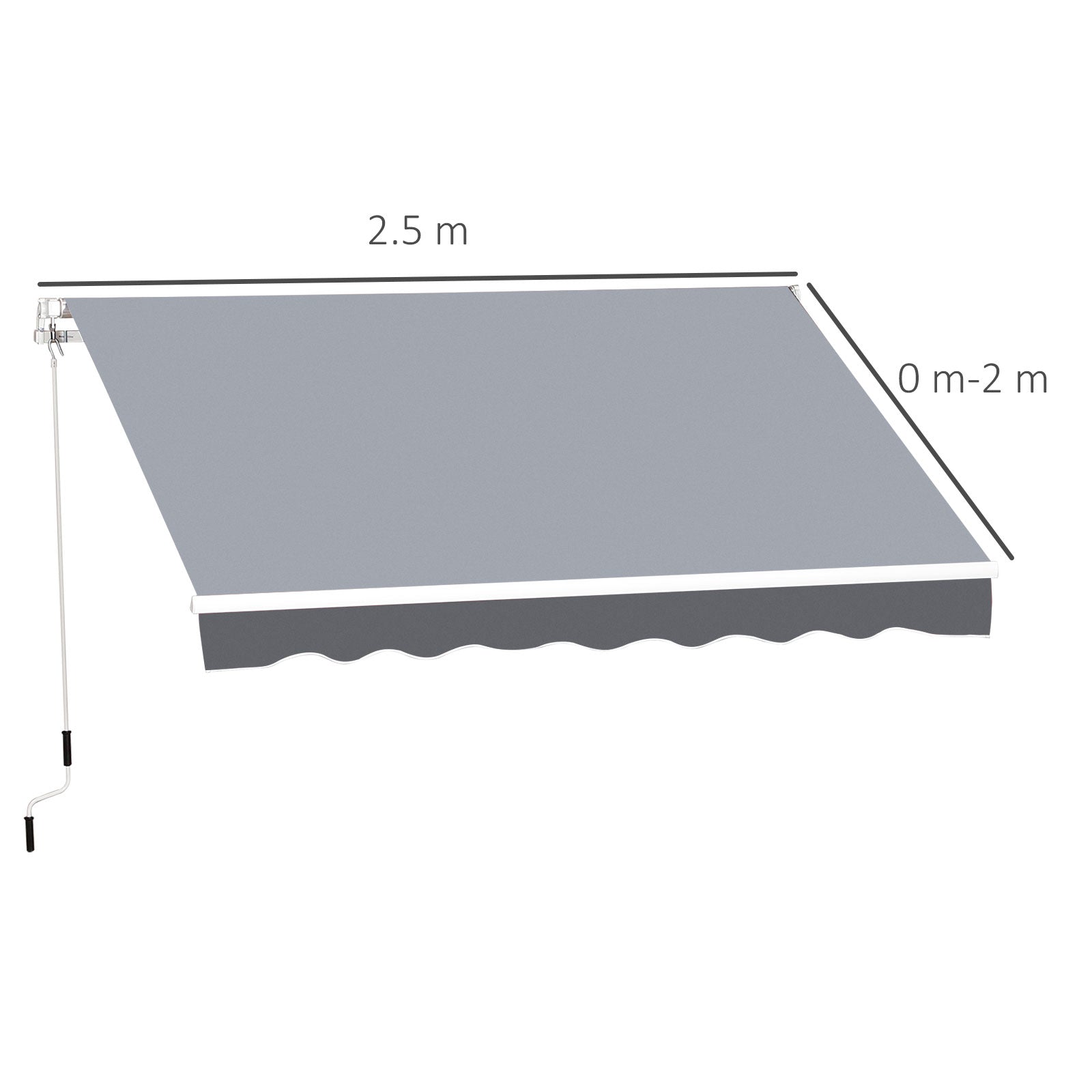 Outsunny 2.5m x 2m Garden Patio Manual Awning Canopy Sun Shade Shelter Retractable with Winding Handle Grey - North Peak Garden Furniture