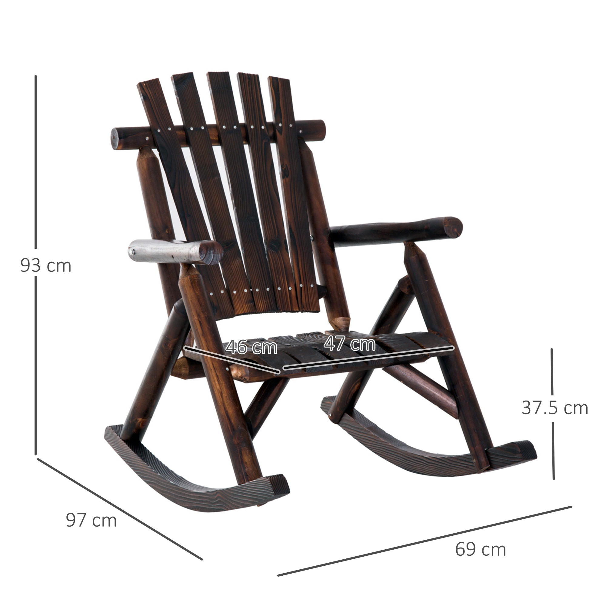 Outsunny Outdoor Fir Wood Rustic Patio Adirondack Rocking Chair Traditional Rustic Style & Pure Comfort - North Peak Garden Furniture