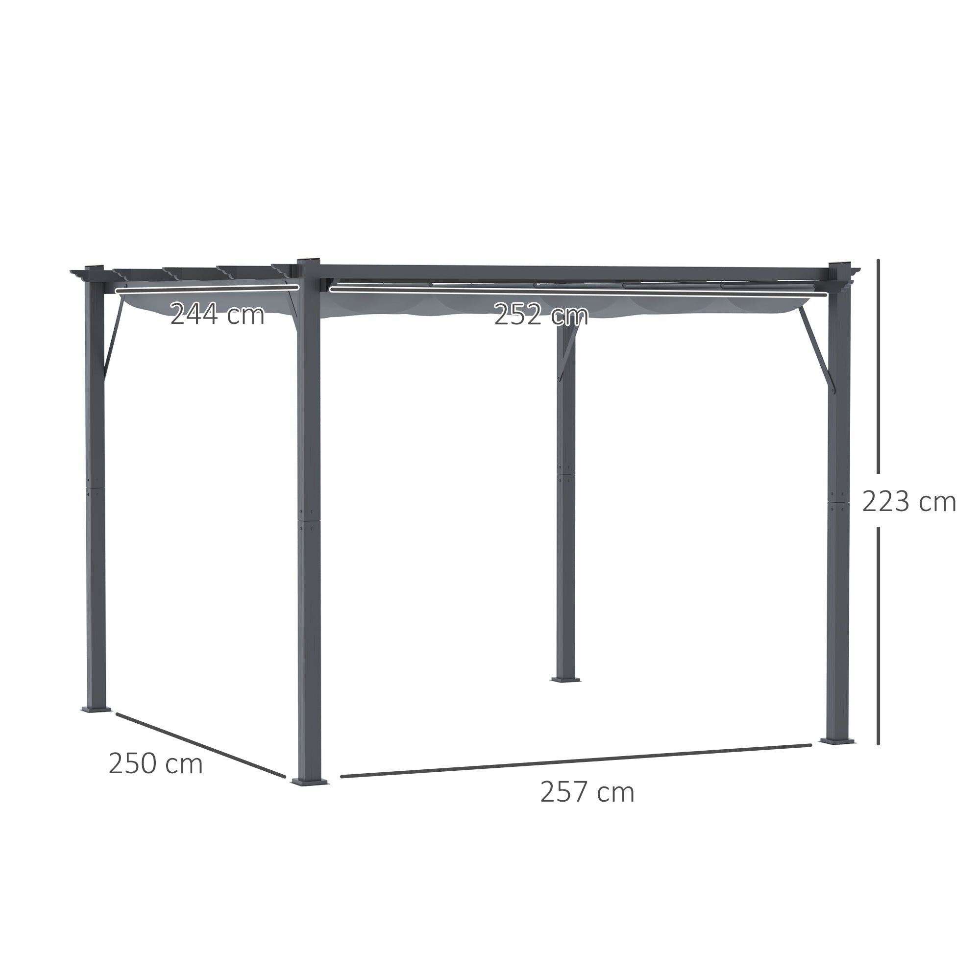 Outsunny 3 x 3 m Aluminum Gazebo, with Retractable Roof - Grey - North Peak Garden Furniture