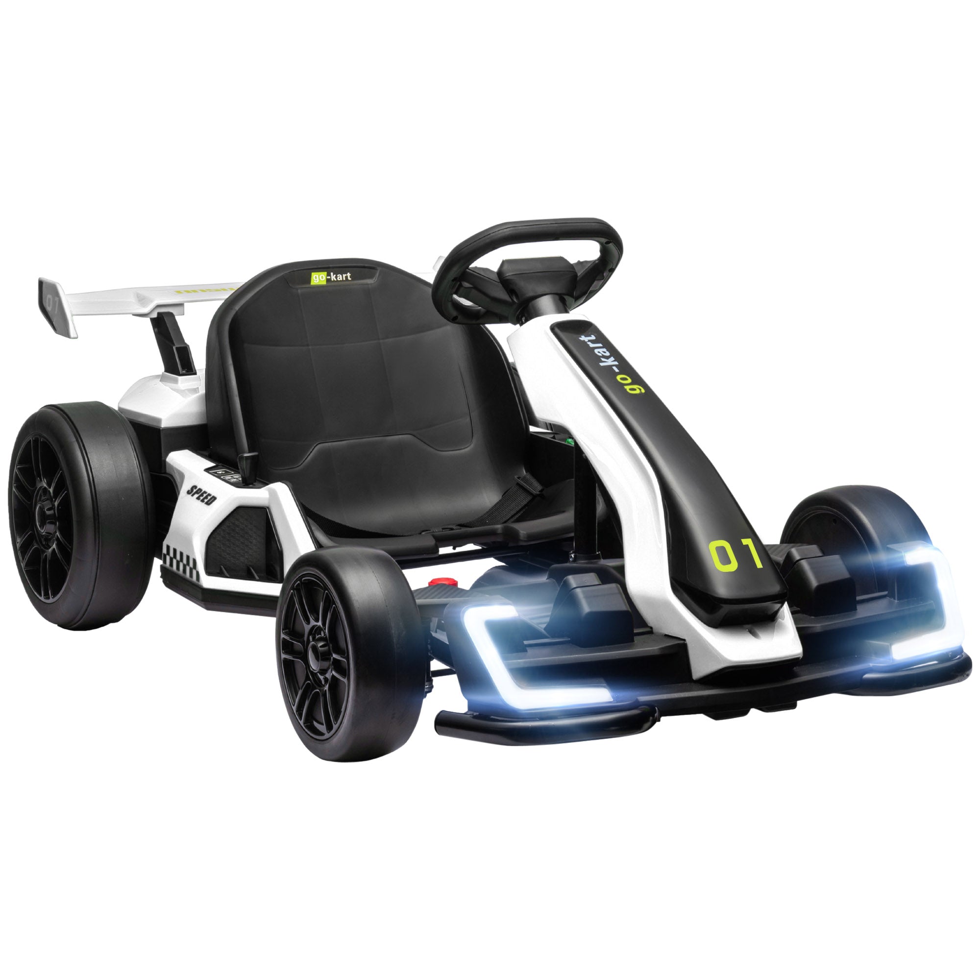 HOMCOM 24V Electric Go Kart for Kids with Adjustable Seat for 6-12 Years, White - North Peak Garden Furniture
