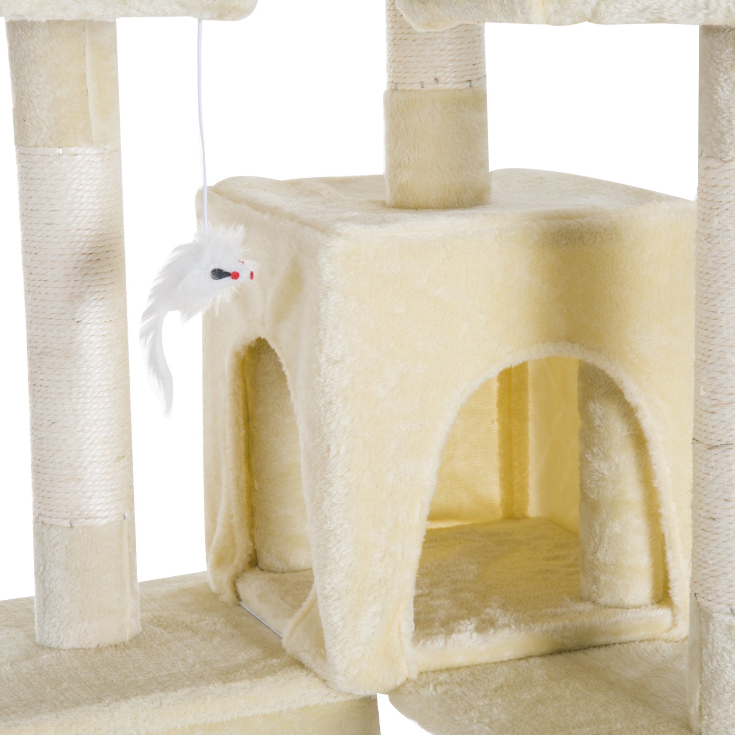 PawHut Multi-Level Cat Tower, Sisal Kitten Tree with Scratch Post, Climbing Toy Bed, 181cm(H), Durable