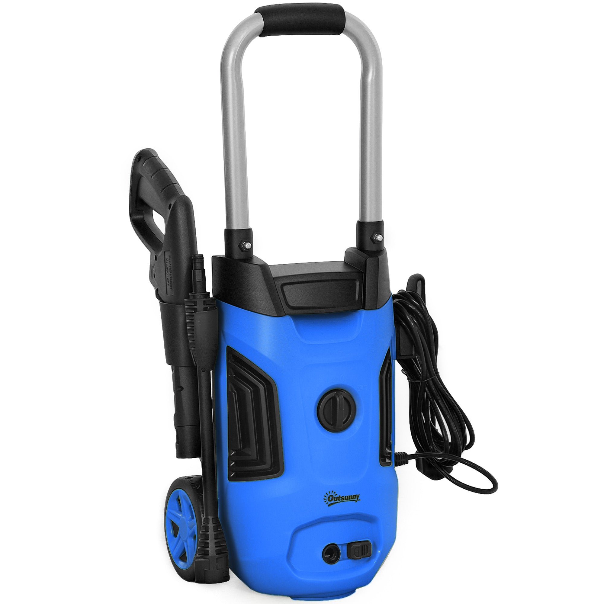 Outsunny 1800W High Pressure Washer, 150 Bar Pressure, 420 L/h Flow, Portable Power Washer Jet Wash Cleaner with Adjustable Nozzle, 6M Hose, Steel Handle for Home Patio Car Driveway, Blue - North Peak Garden Furniture