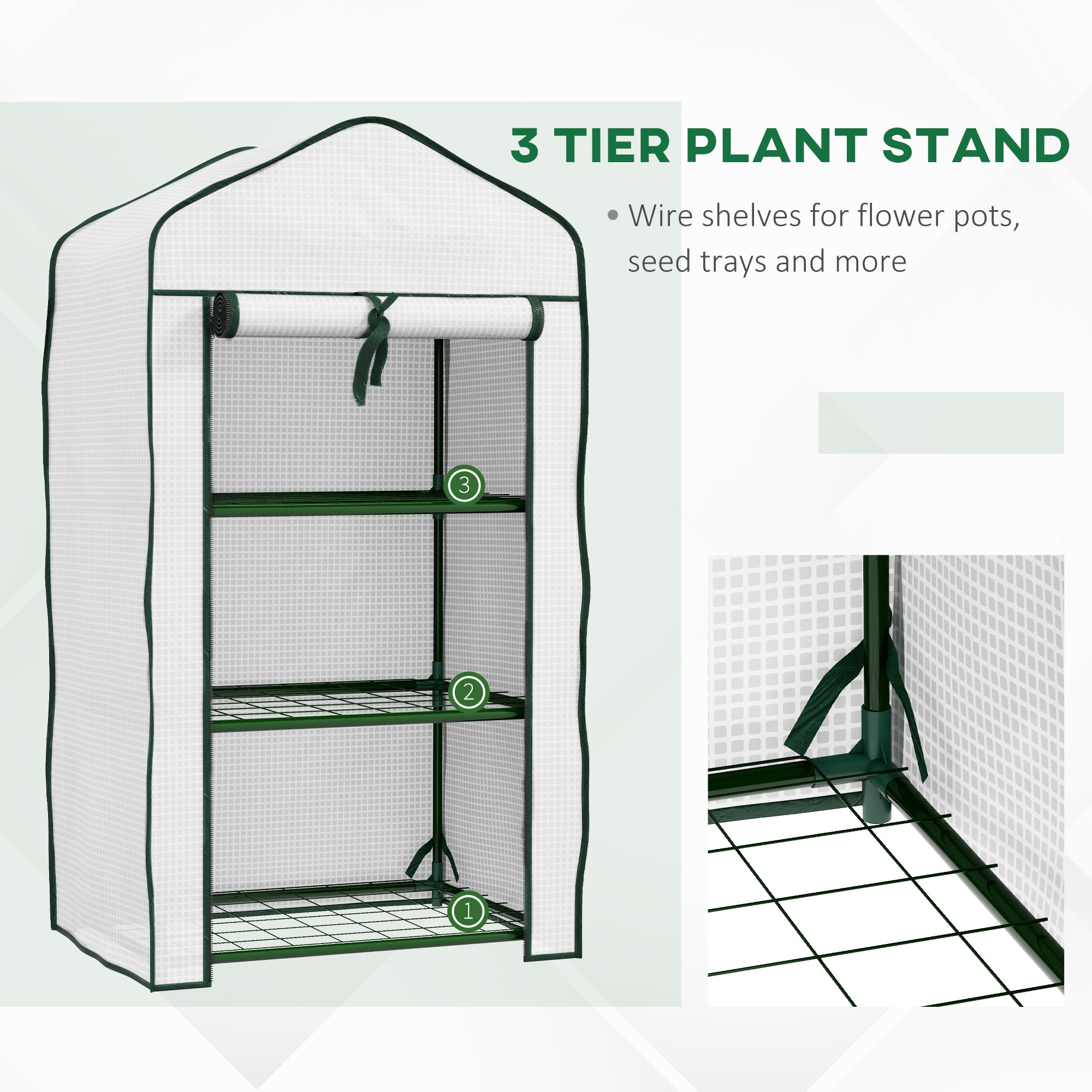 Outsunny Three-Tier Mini Greenhouse - White - North Peak Garden Furniture