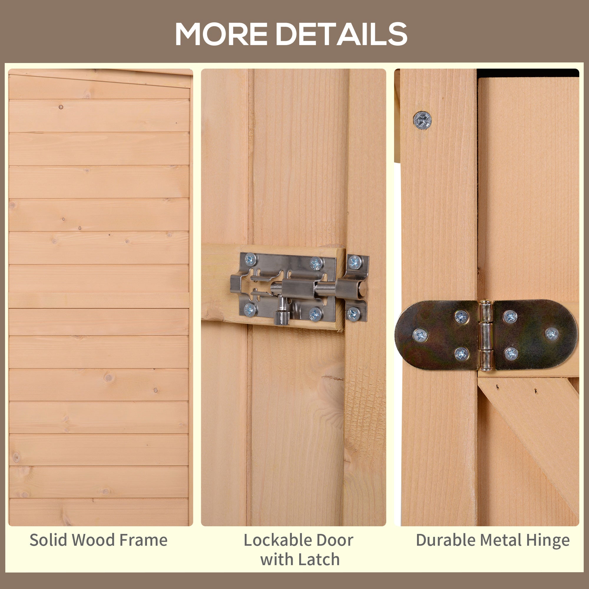 Outsunny Garden Shed Wooden Garden Storage Shed Fir Wood Tool Cabinet Organiser with Shelves 75L x 56W x115Hcm Natural - North Peak Garden Furniture