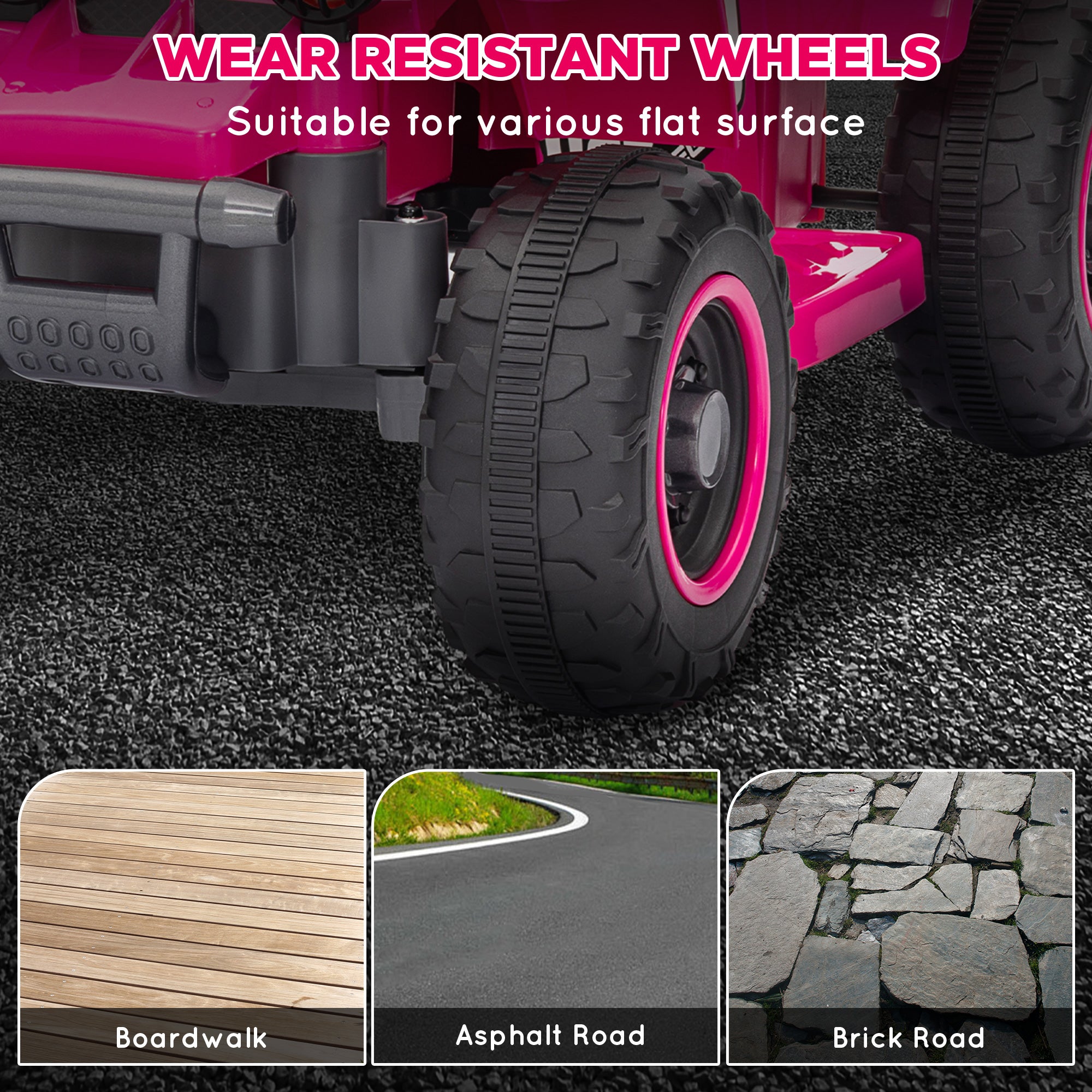 AIYAPLAY 6V Electric Quad Bike for Kids, Ride On ATV w/ Forward Backward, Headlights, for 18-36 Months - Pink - North Peak Garden Furniture