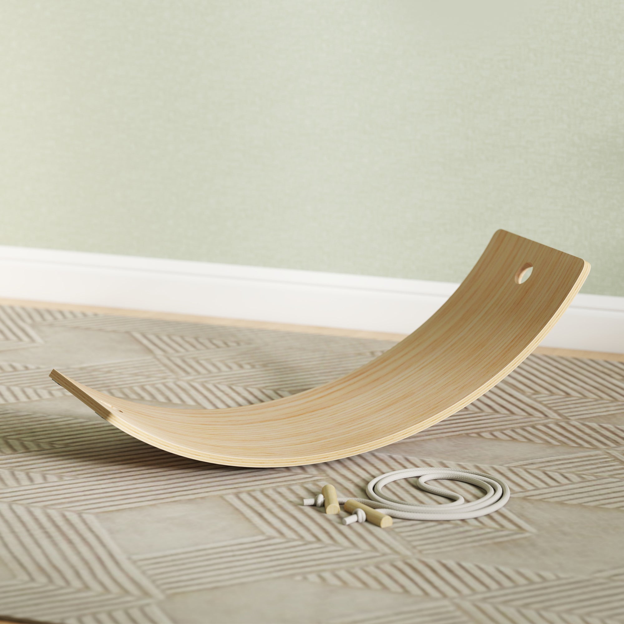 AIYAPLAY Kids Wooden Balance Board with Rope, Wooden Wobble Board with Felt for Sensory Play, for Toddler 3-6 Years Old