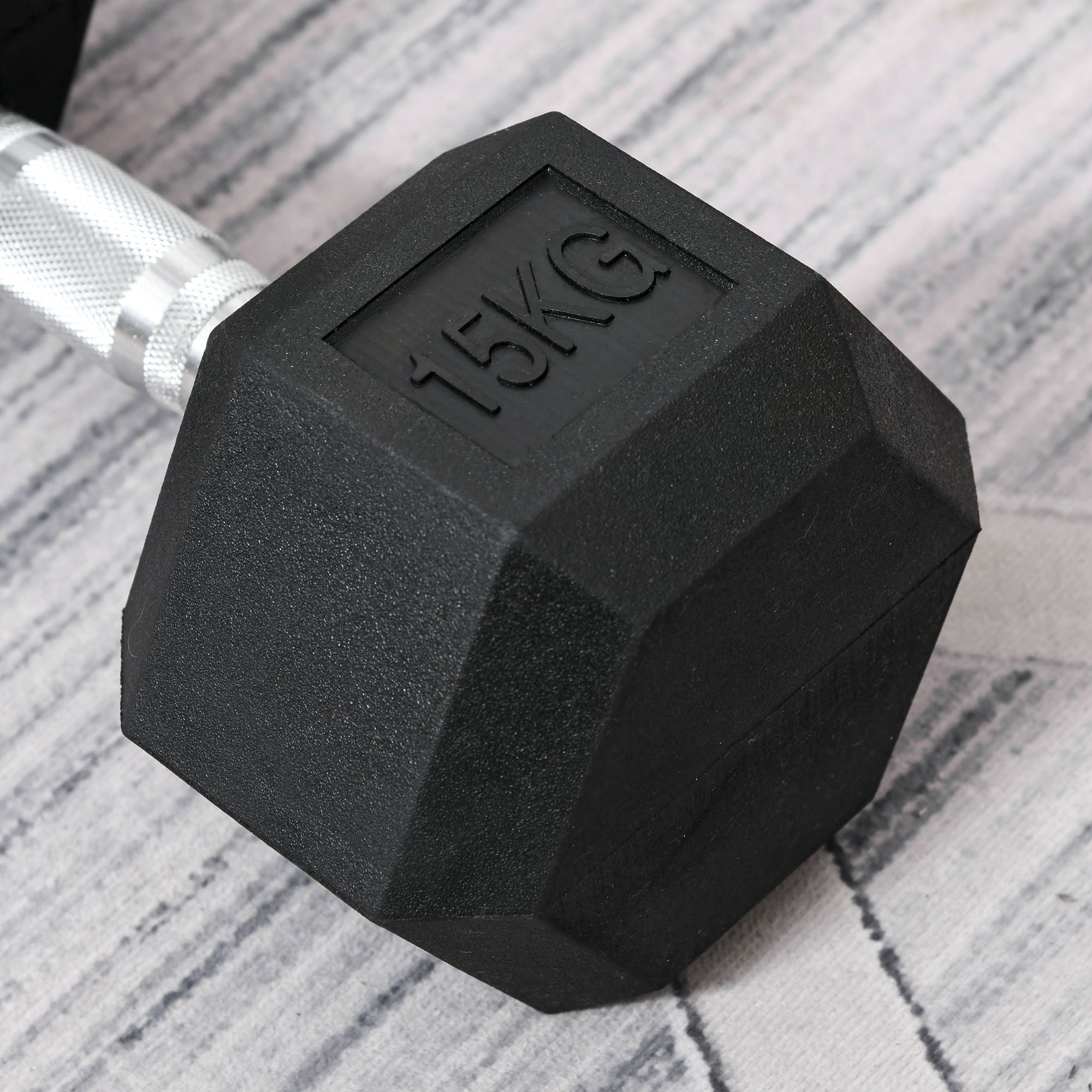 HOMCOM 2x15kg Rubber Hex Dumbbell Portable Hand Weights Dumbbell Home Gym Workout Fitness Hand Dumbbell - North Peak Garden Furniture