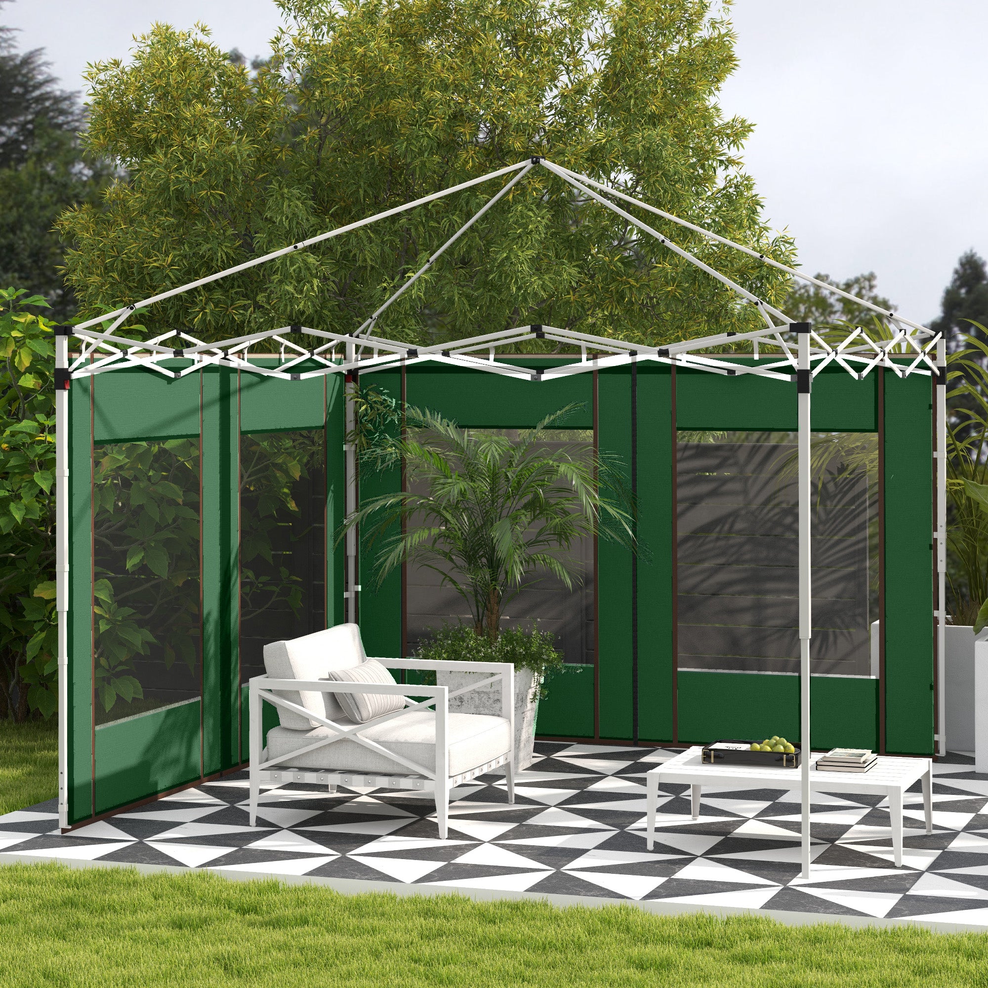 Outsunny Set of Two 295cm Replacement Canopy Walls - Green - North Peak Garden Furniture