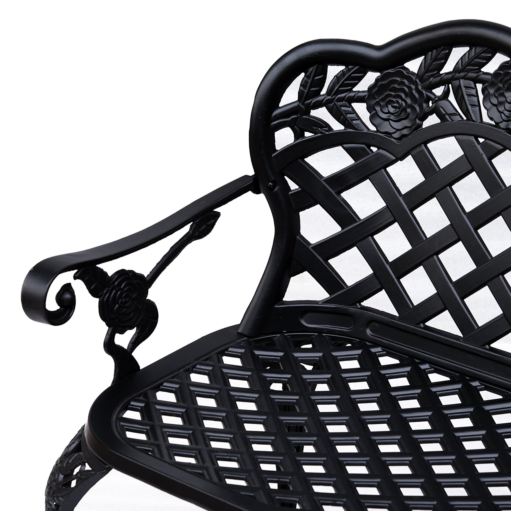 Outsunny Garden Bench, Cast Aluminium, 107Lx58Wx85H cm-Black