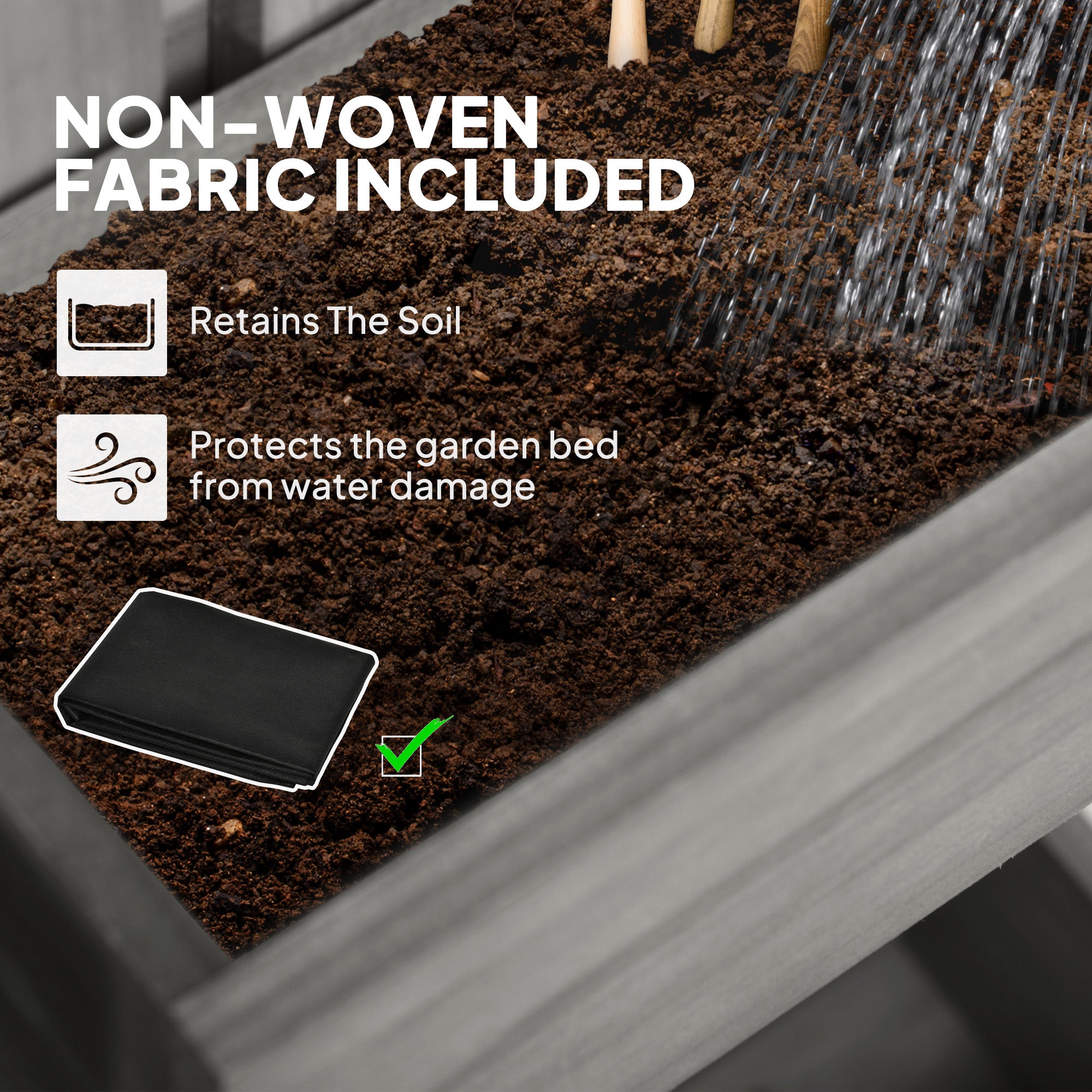Outsunny Wall-mounted Wooden Garden Planters with Trellis, Drainage Holes and 3 Planter Boxes for Patio, Grey - North Peak Garden Furniture