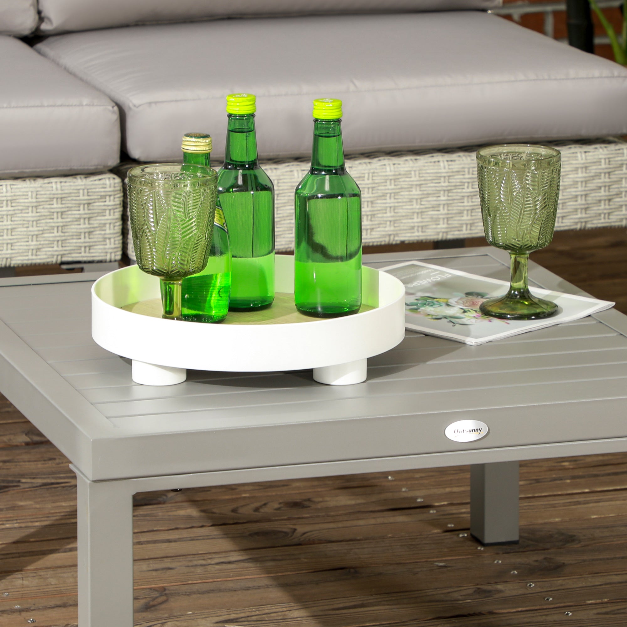 Outsunny Six-Piece Rattan Garden Sofa Set - Light Grey - North Peak Garden Furniture