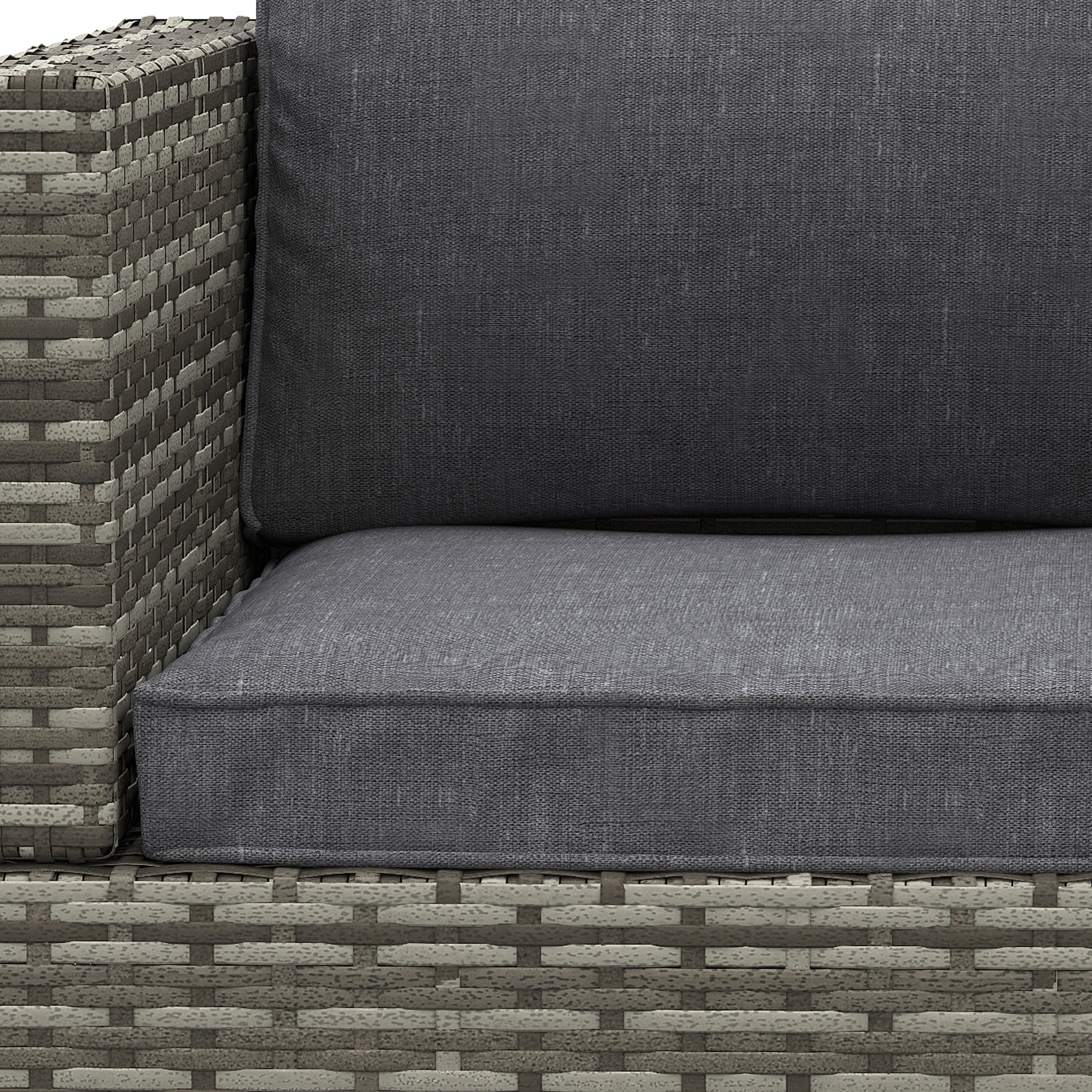 Outsunny Single Seater Rattan Chair Sofa with Padded Cushions, All-Weather PE Wicker Weave Garden Armchair with Armrests, Dark Grey - North Peak Garden Furniture