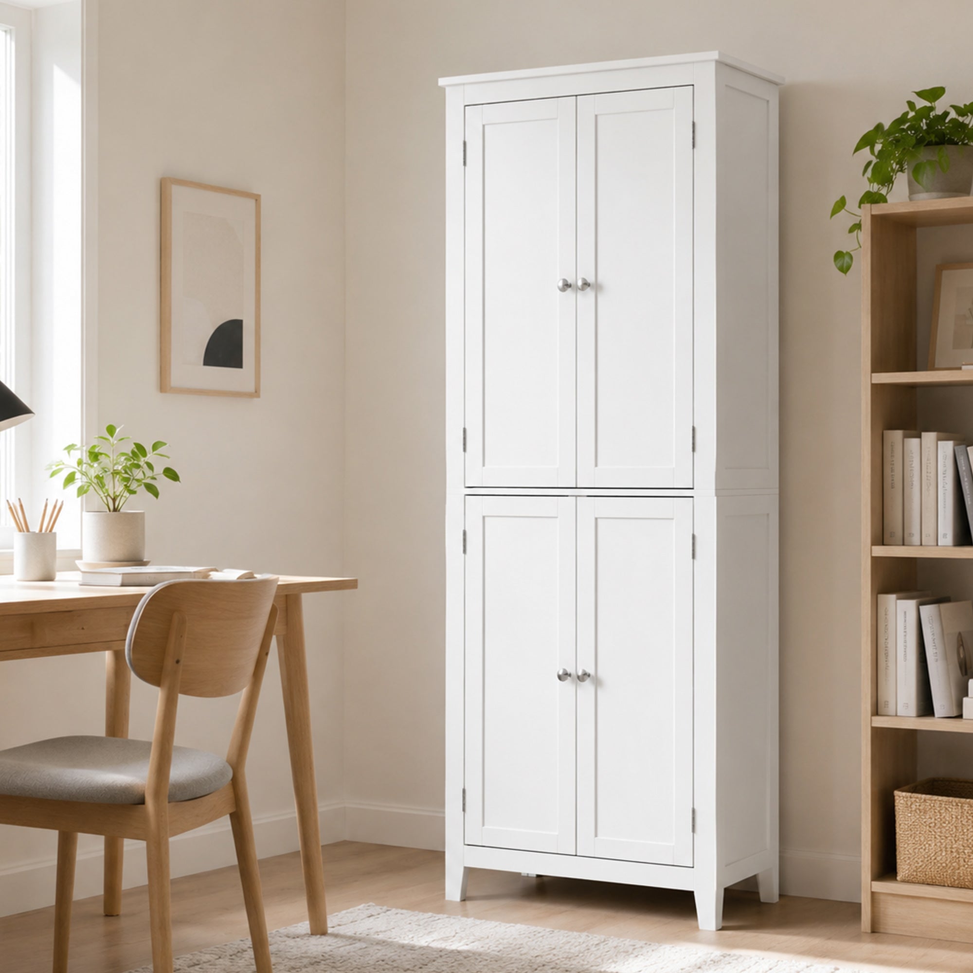 HOMCOM 170 cm Tall Bathroom Storage Cabinet, Freestanding Narrow Bathroom Cabinet with Adjustable Shelves for Laundry Room
