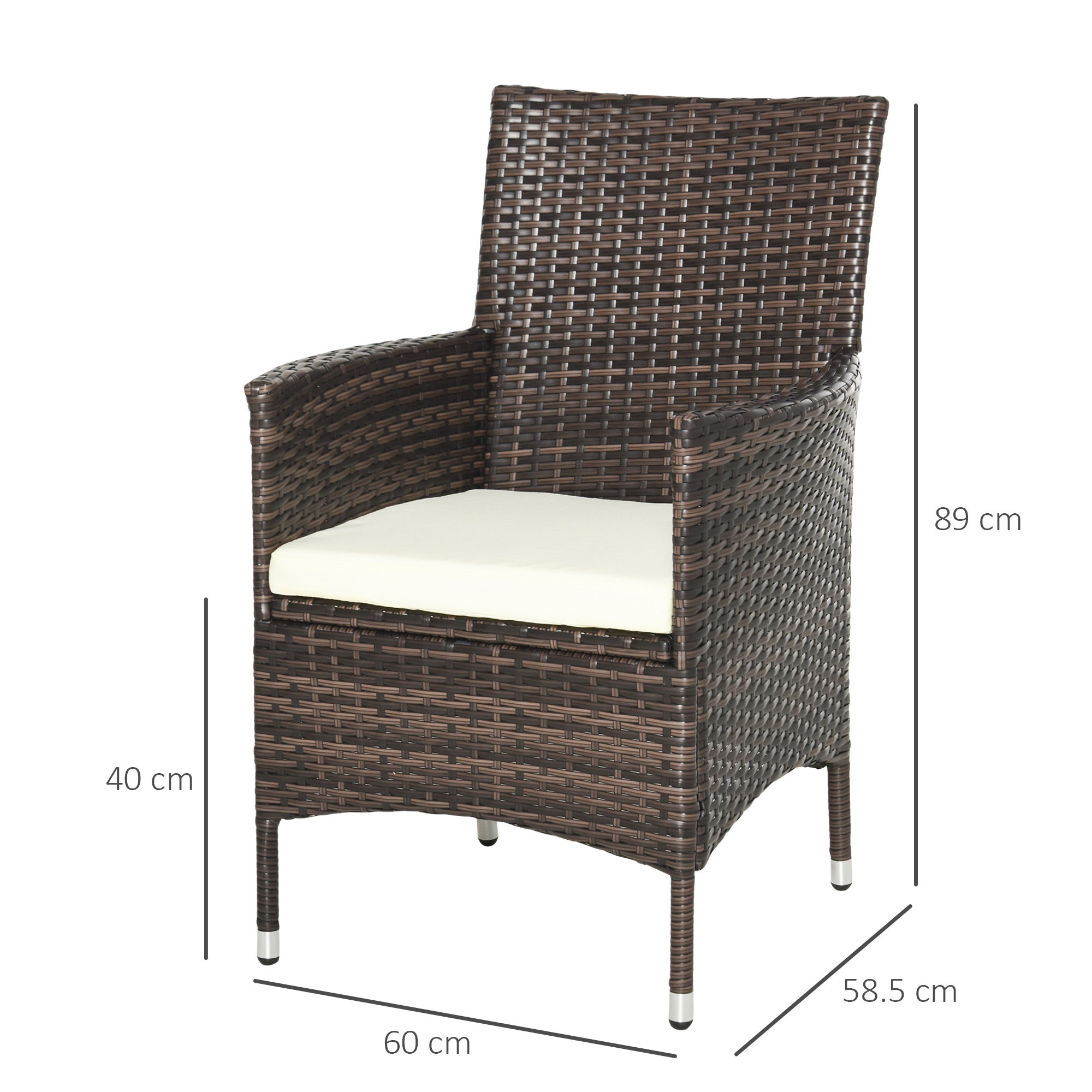Outsunny 4 PC Rattan Chair Set, Patio Sofa Chairs Set, Cushioned Outdoor Rattan Furniture - North Peak Garden Furniture
