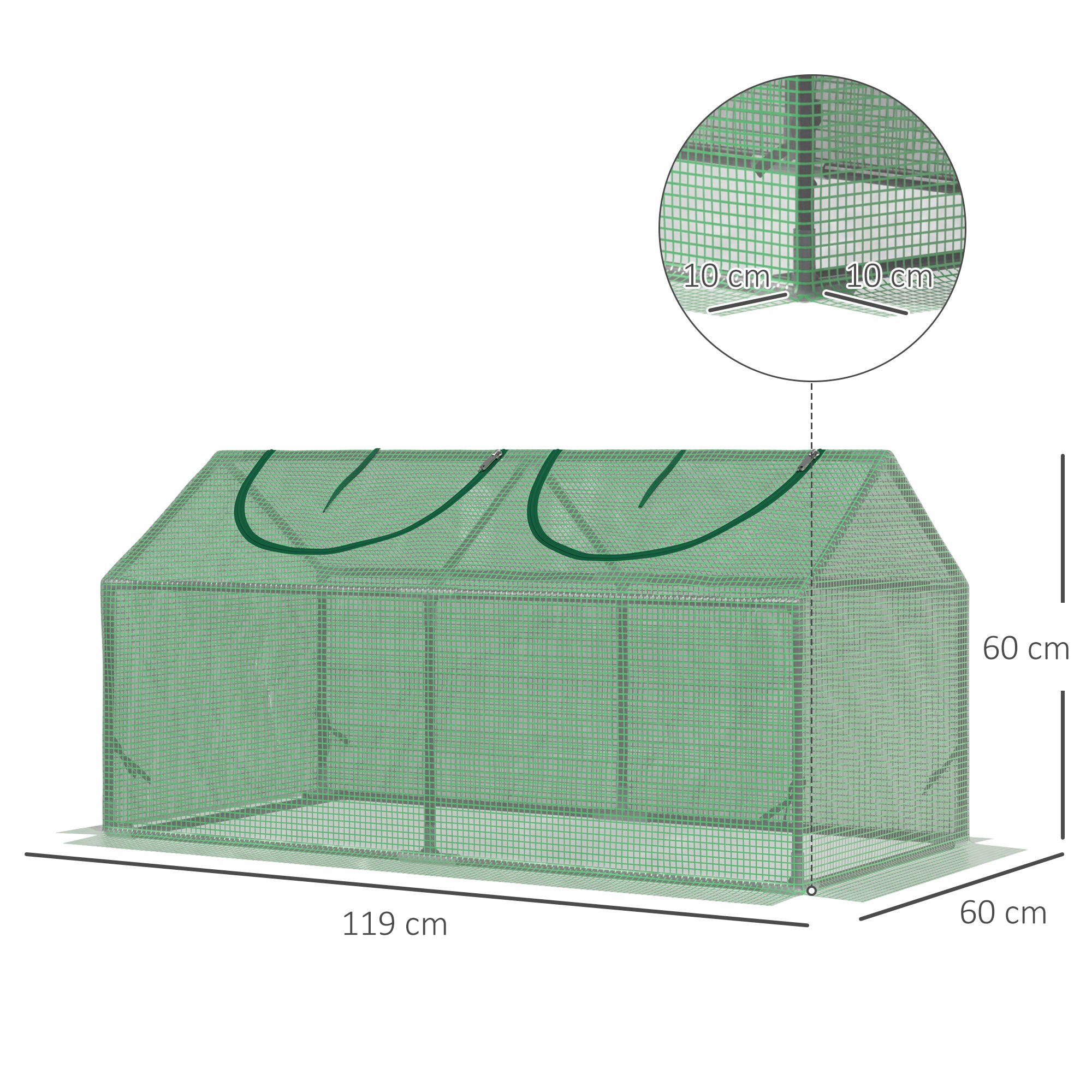 Outsunny Mini Greenhouse, Small Plant Grow House for Outdoor with Durable PE Cover, Observation Windows, 120 x 60 x 60 cm, Green