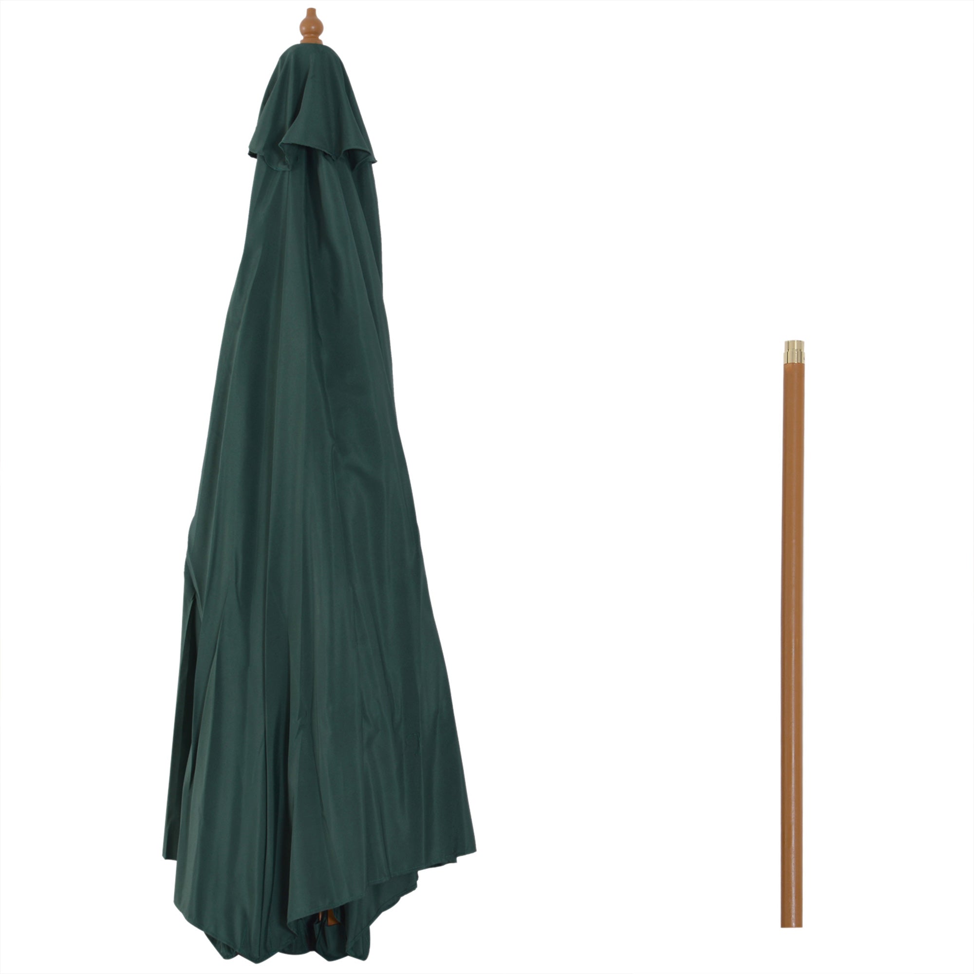 Outsunny 3(m) Wooden Patio Umbrella, Pulley Operated Garden Parasol with Rope Pulley Mechanism and 8 Ribs, Dark Green