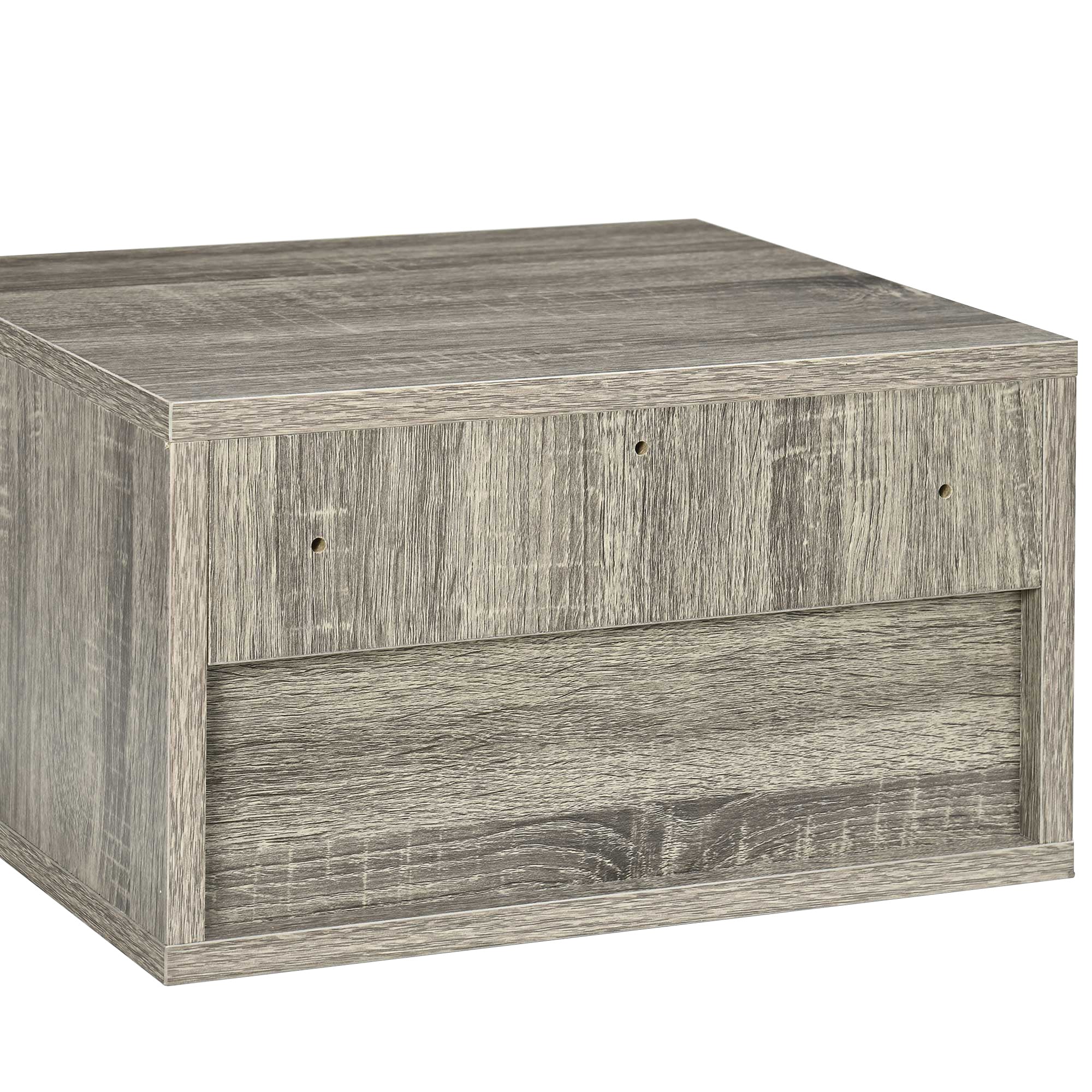 HOMCOM Set of Two Floating Bedside Tables Wall Mounted Nightstands with Drawer and Shelf for Bedroom, Brown Wood-Effect - North Peak Garden Furniture