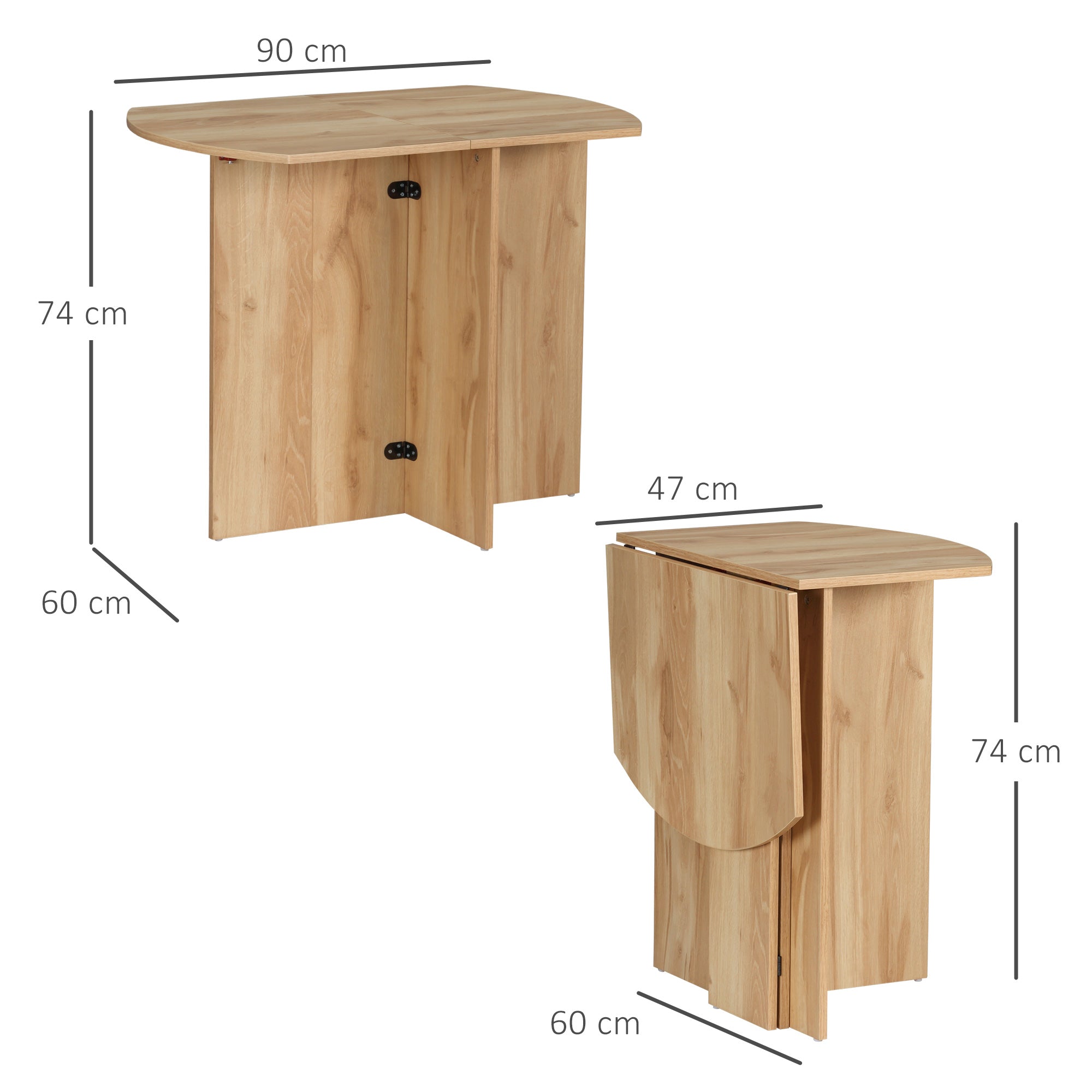 HOMCOM Four-Person Drop Leaf Dining Table - Wood-Effect - North Peak Garden Furniture