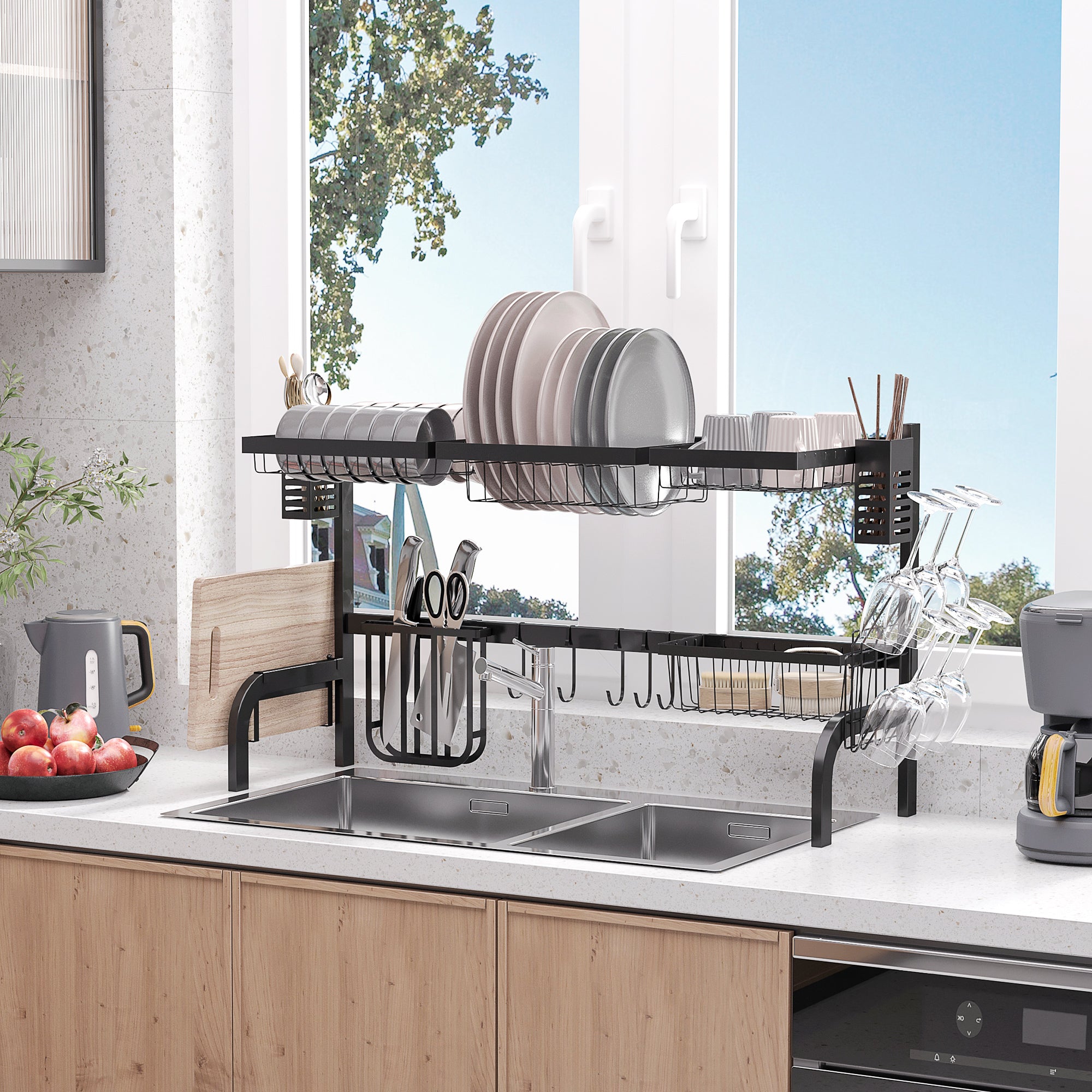 HOMCOM 100cm Modular Over-Sink Drying Rack - North Peak Garden Furniture
