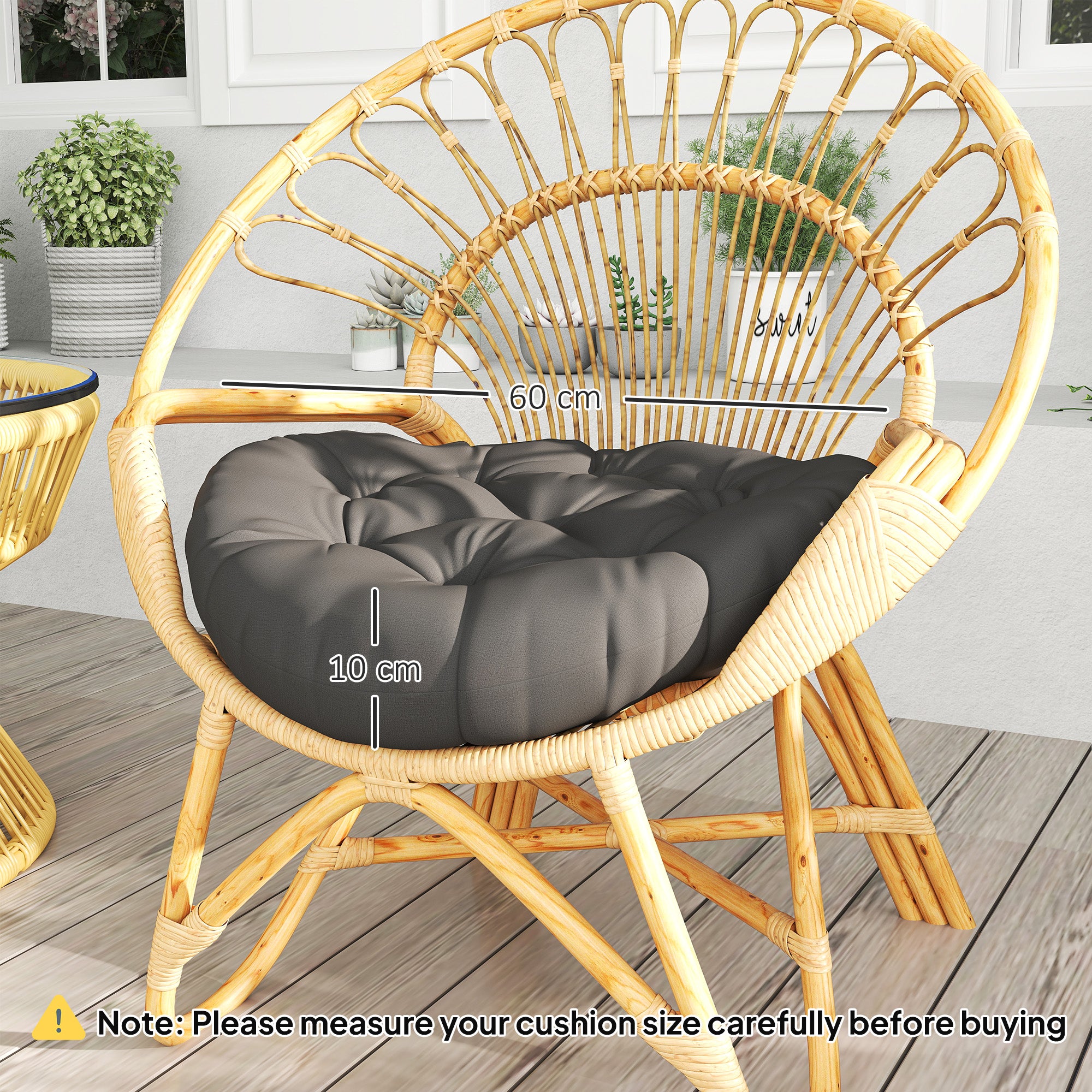 Outsunny Set of Two Φ60cm Outdoor Cushions - Dark Grey - North Peak Garden Furniture