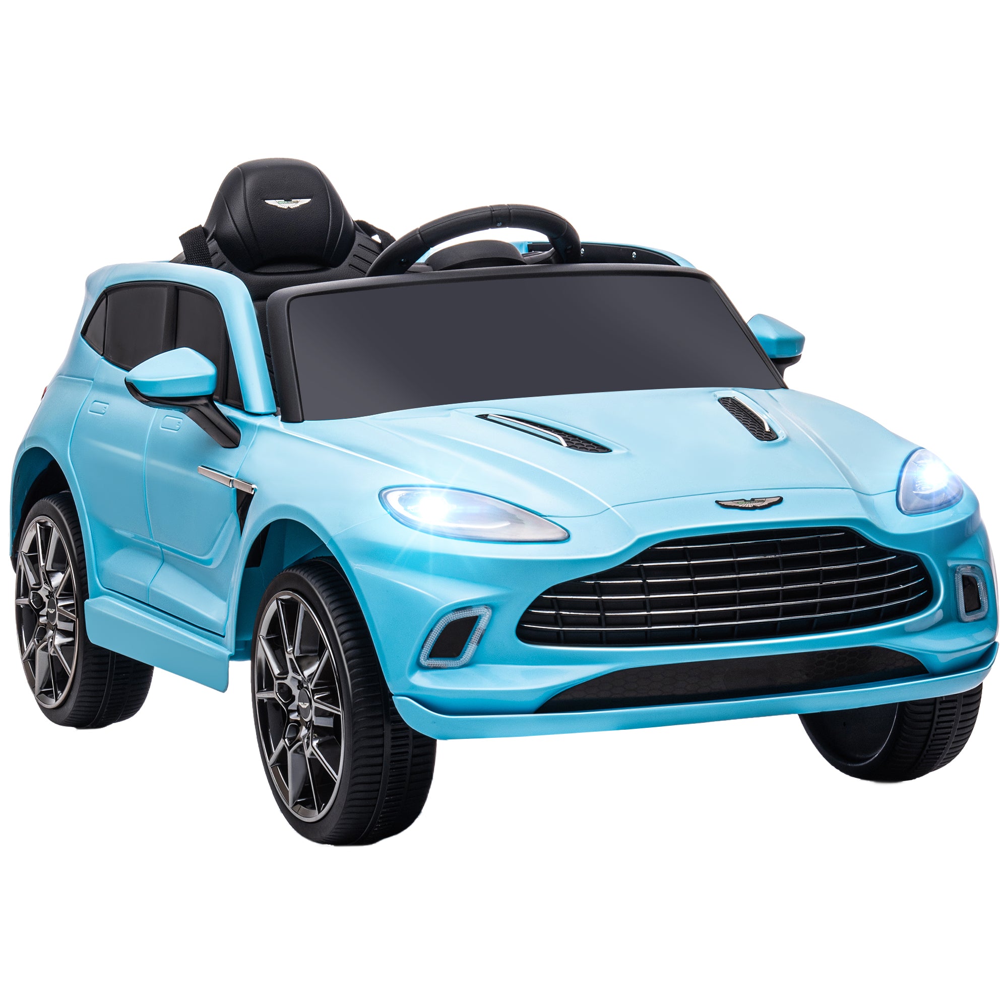 AIYAPLAY Aston Martin DBX Licensed Battery Powered Kids Electric Car, 12V Kids Ride on Car w/ Lights, Music Horn, Blue - North Peak Garden Furniture