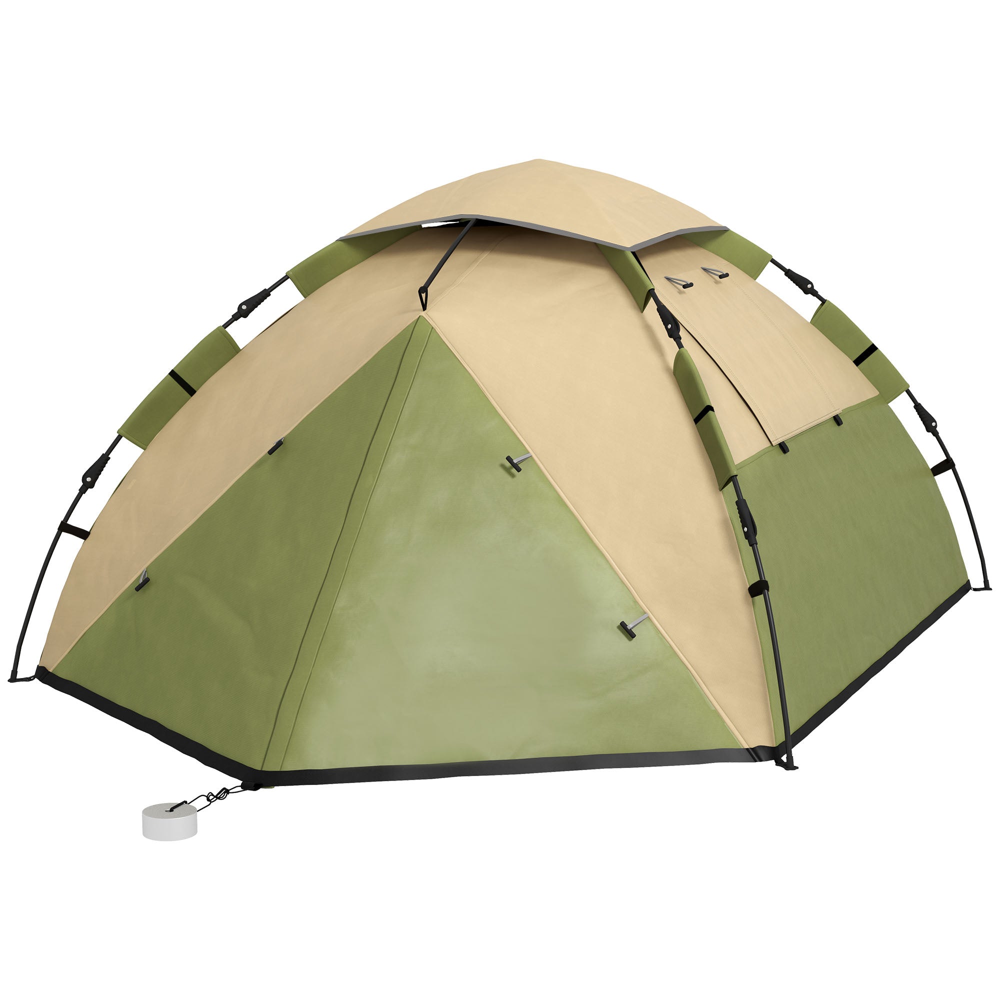 Outsunny Family Camping Tent: Portable 3-4 Person Shelter, 2000mm Waterproof with Carry Bag, Dark Green | Aosom UK