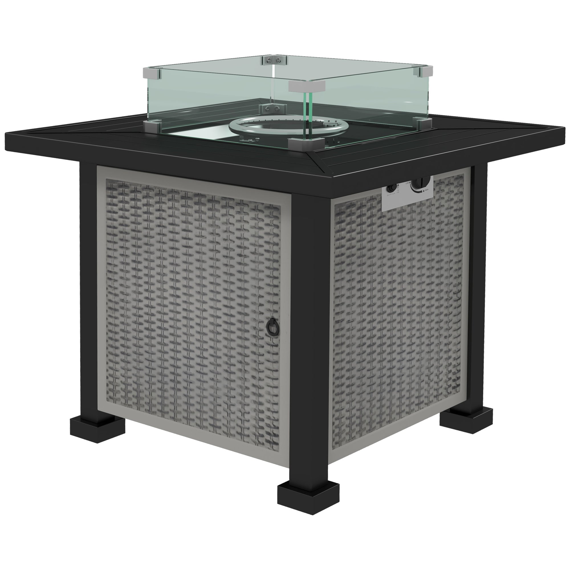 Outsunny 81 x 81cm 50,000 BTU Gas Fire Pit Table - Grey