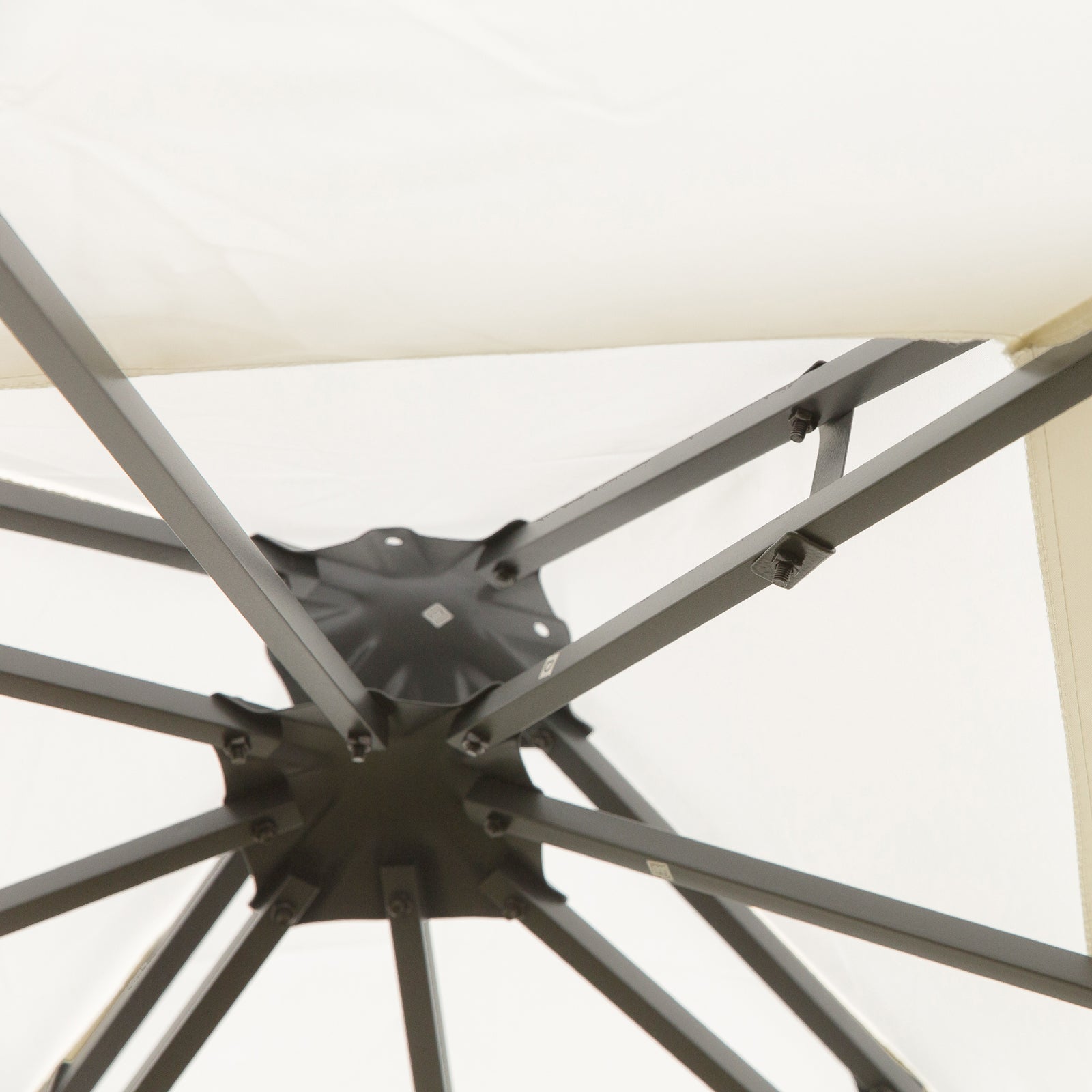 Outsunny 3 x 3m Outdoor Steel Gazebo with 2 Tier Roof, Garden Gazebo Patio Canopy Marquee Shelter with Decorative Steel Frame - Cream - North Peak Garden Furniture