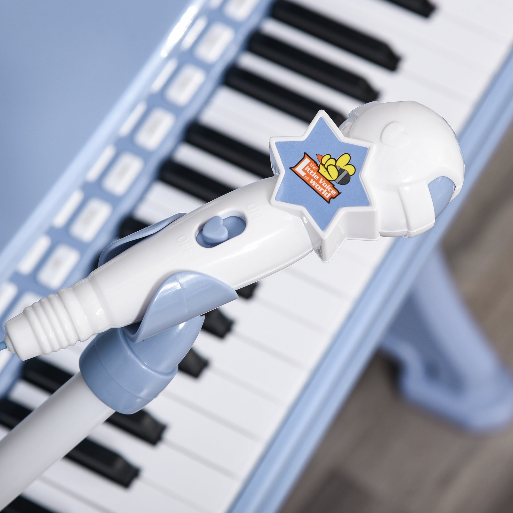 HOMCOM 37 Keys Kids Piano Mini Electronic Keyboard Light Kids Musical Instrument Educational Game Children Grand Piano Toy Set w/Stool & Microphone & Music Stand (Blue) - North Peak Garden Furniture