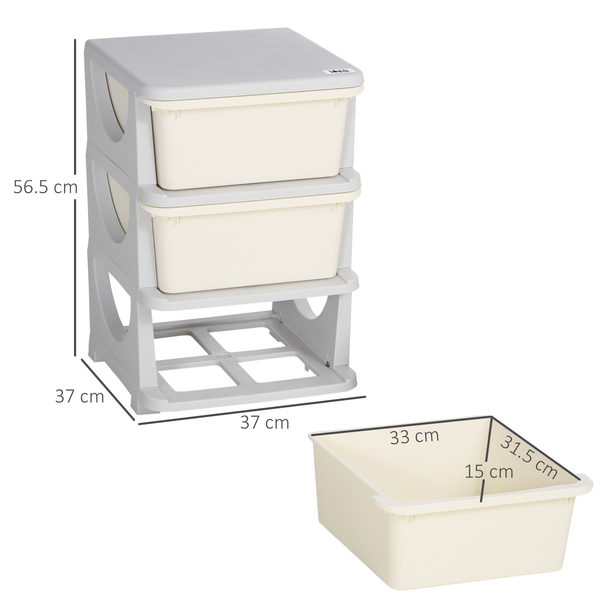 HOMCOM Three-Tier Kids Storage Boxes, with Three Drawers - White - North Peak Garden Furniture