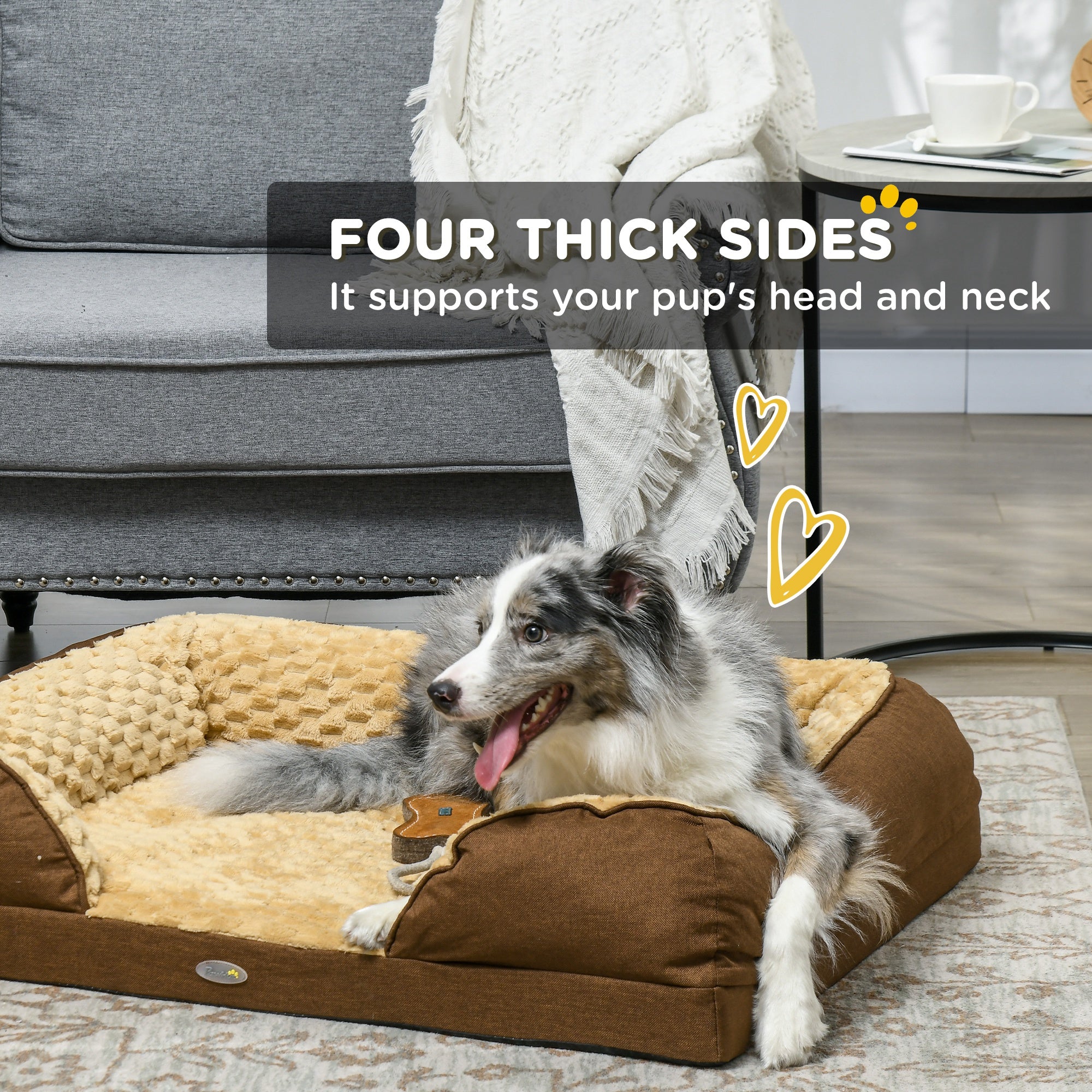 PawHut Calming Dog Bed Pet Mattress w/ Removable Cover, Anti-Slip Bottom, for Medium Dogs, 90L x 69W x 21Hcm - Brown - North Peak Garden Furniture
