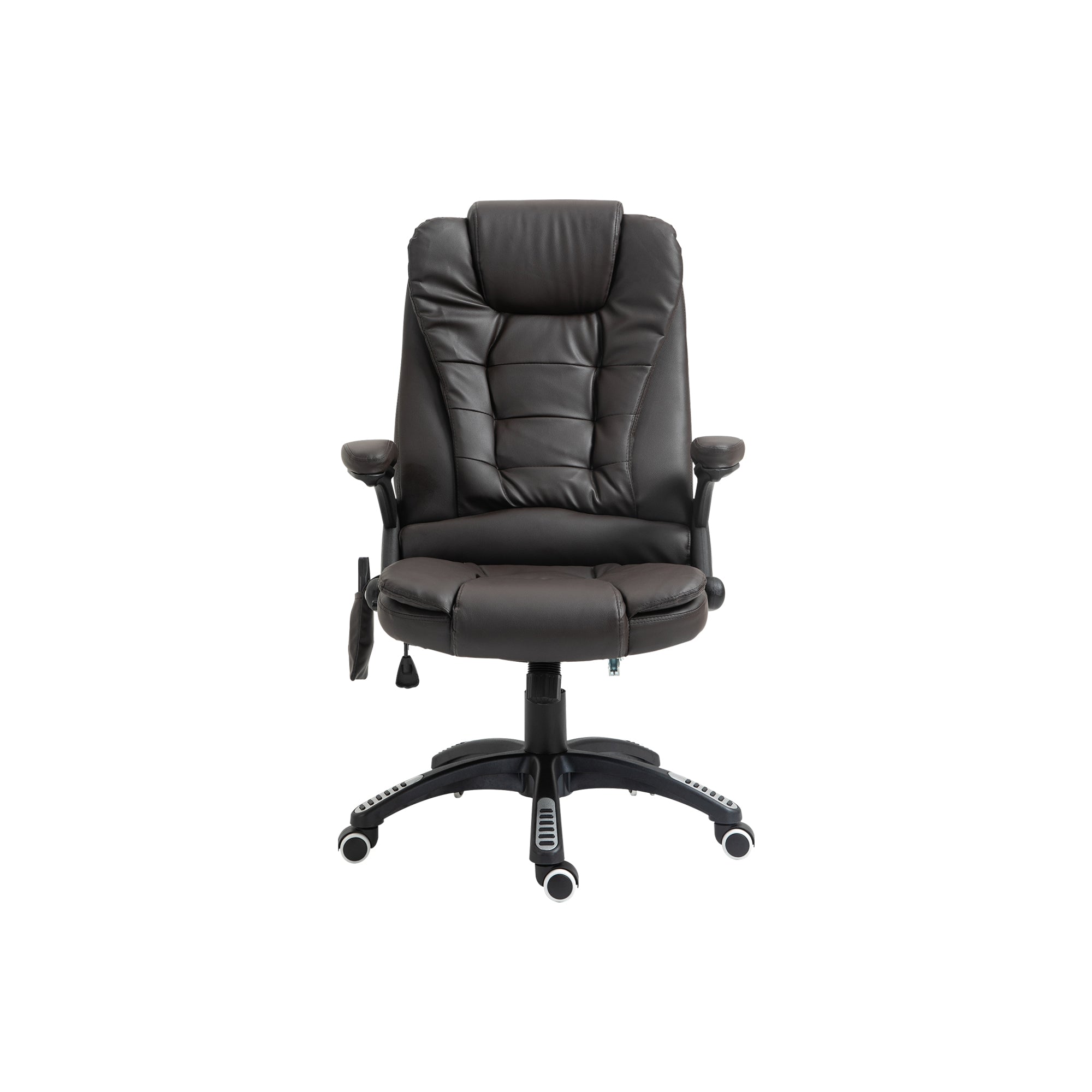 HOMCOM Executive Office Chair with Massage and Heat, High Back PU Leather Massage Office Chair with Adjustable Height, Brown - North Peak Garden Furniture