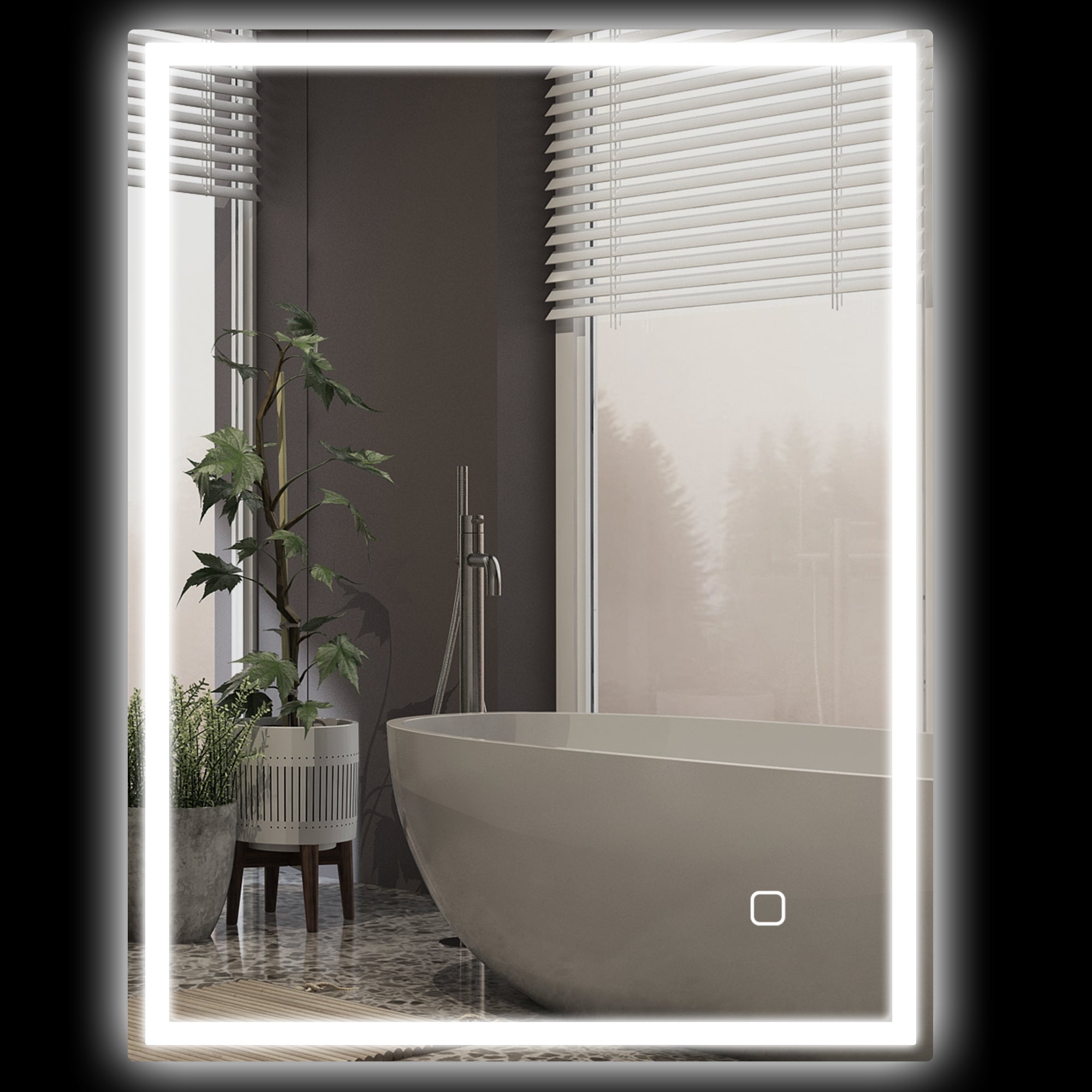 HOMCOM 90 x 70cm LED Bathroom Mirror with Lights, Dimmable Makeup Mirror, Vanity Mirror with 3 Colour, Smart Touch, Anti-Fog - North Peak Garden Furniture