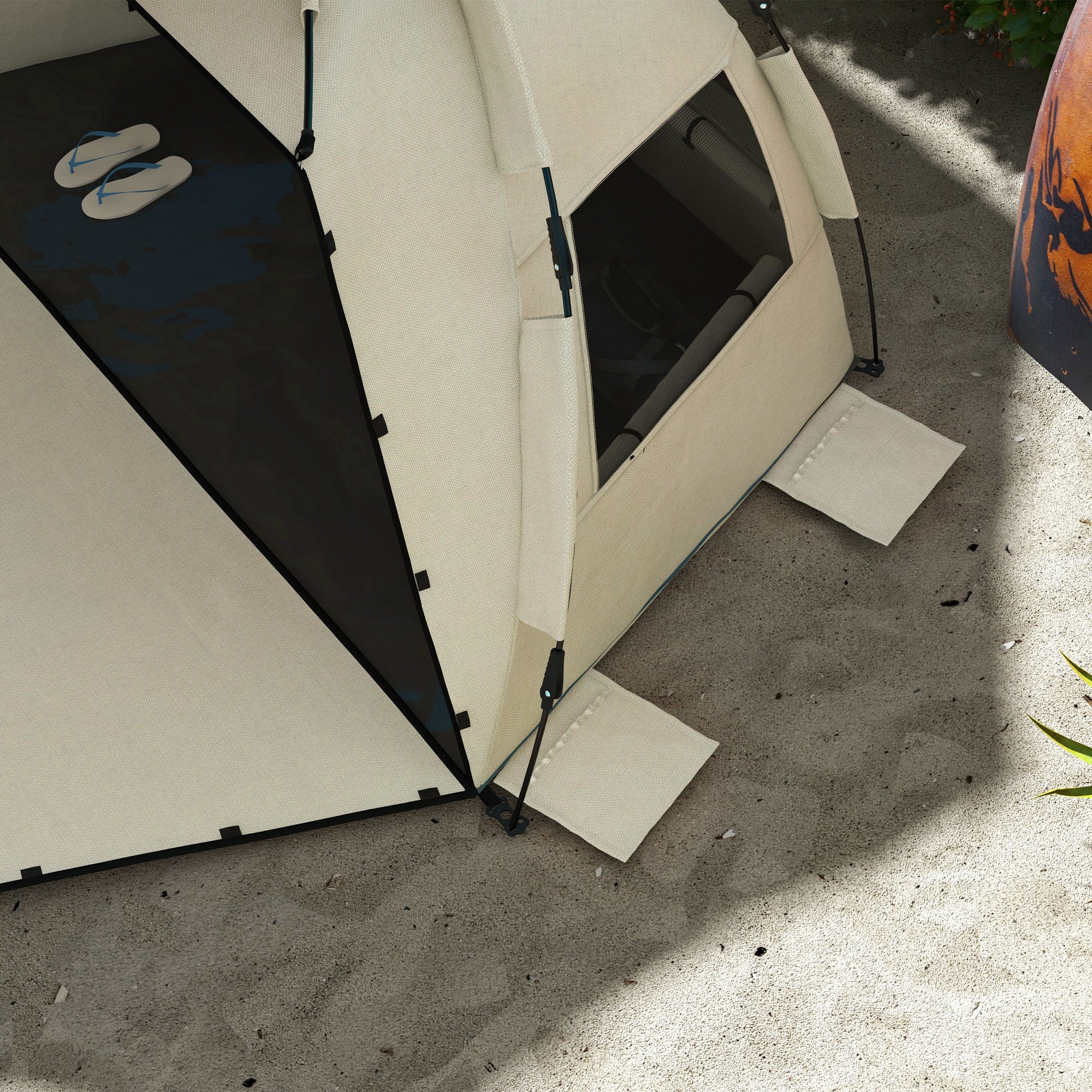 Outsunny Three-Man UPF15+ Beach Tent, with Extended Floor - Green - North Peak Garden Furniture