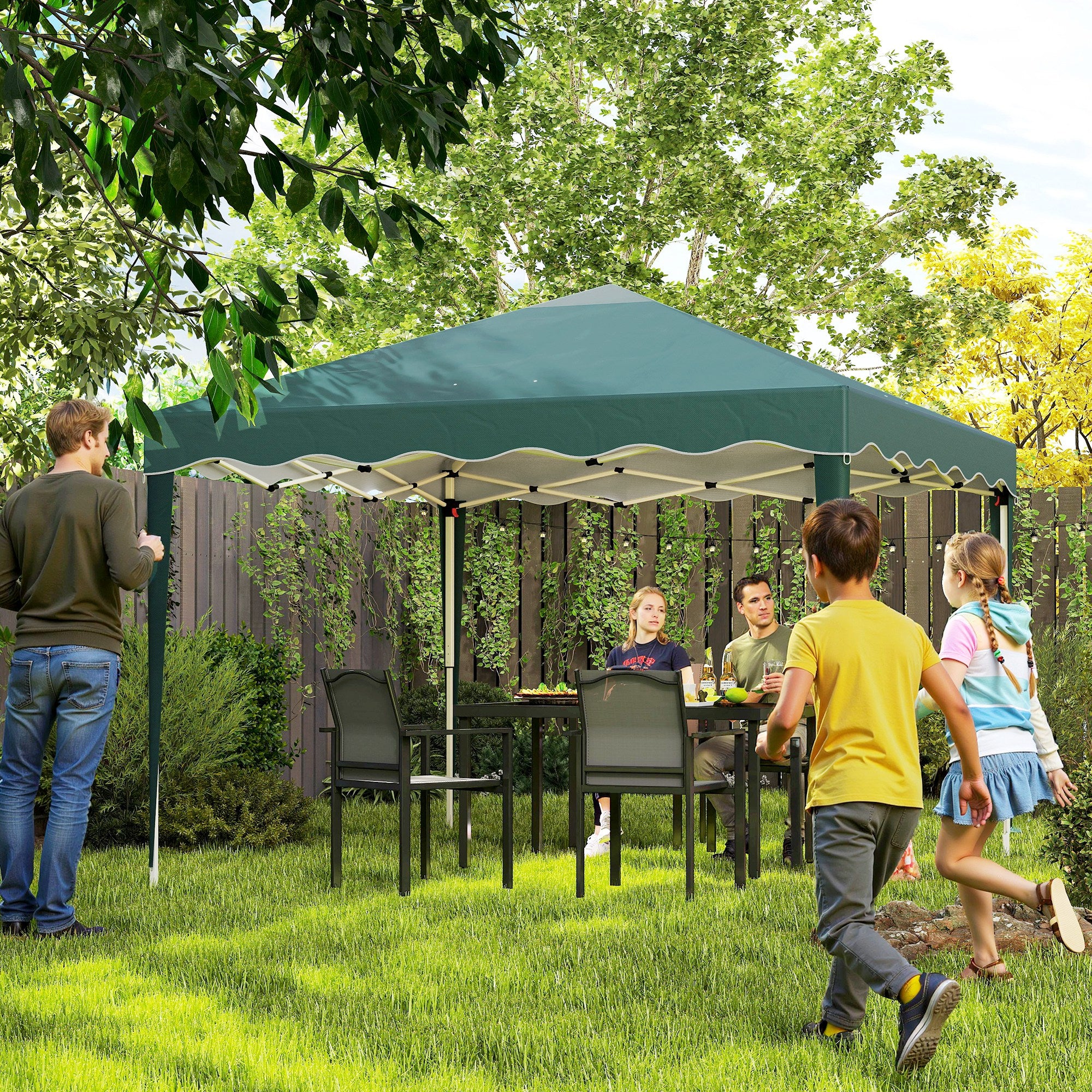 Outsunny 3 x 3cm Adjustable Height Pop-Up Gazebo, with Bag - Green - North Peak Garden Furniture
