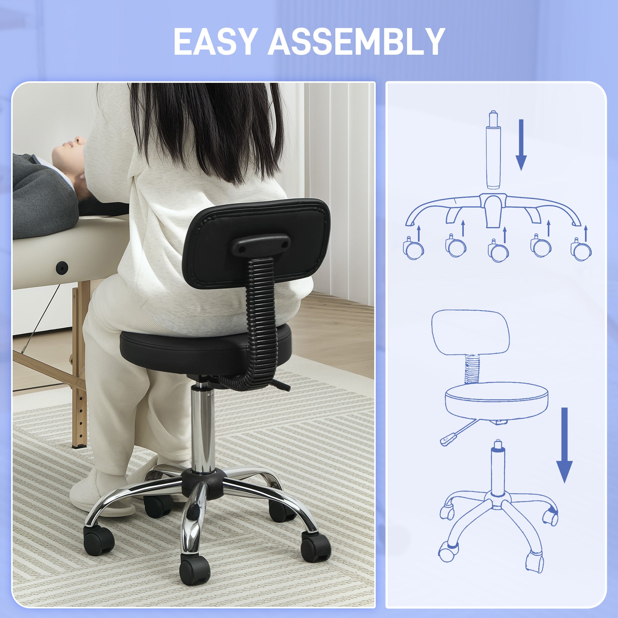 HOMCOM 360° Swivel Seat Salon Stool - Black - North Peak Garden Furniture