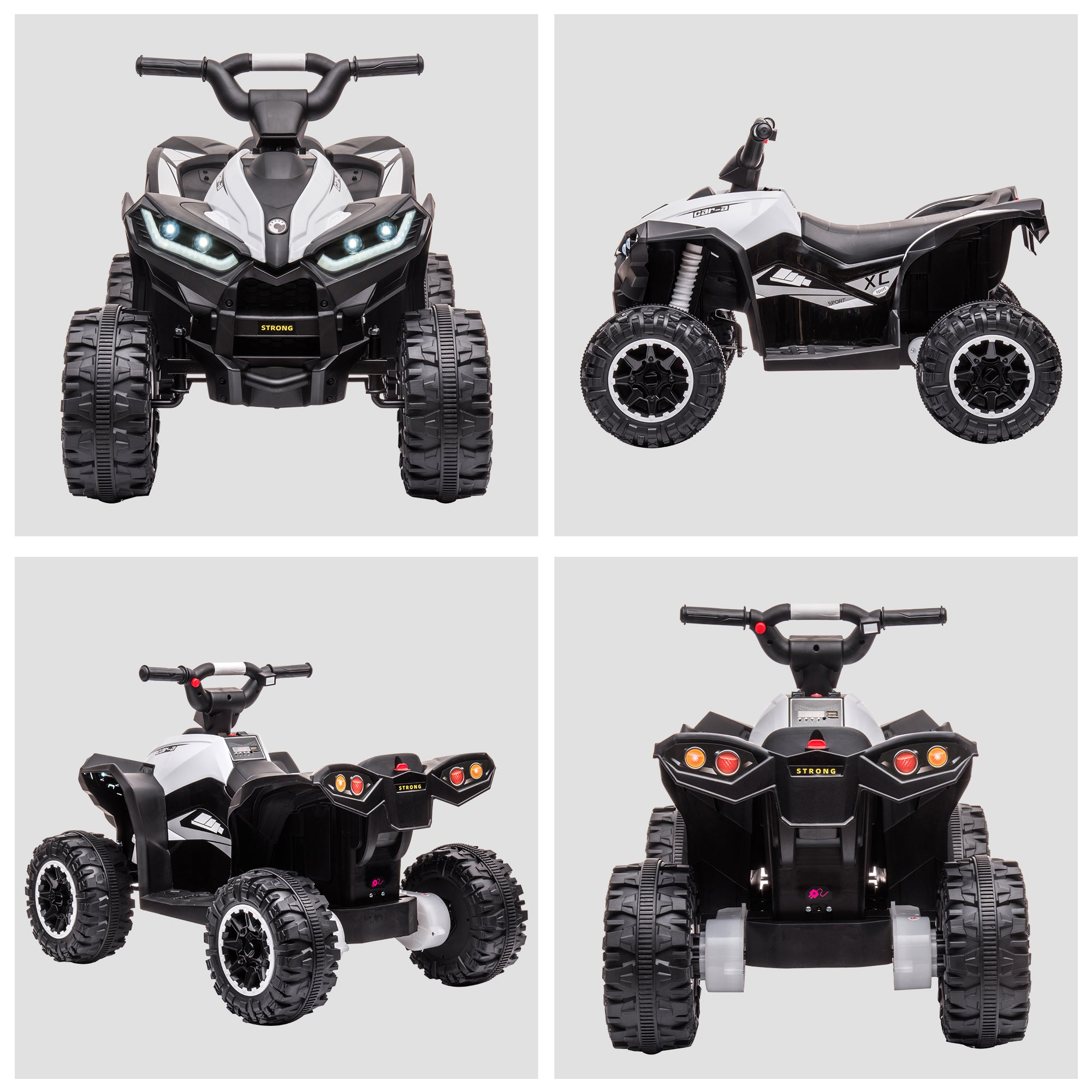 HOMCOM 12V Ride-On Quad Bike w/ Music, Horn, for Ages 3-5 Years - White - North Peak Garden Furniture