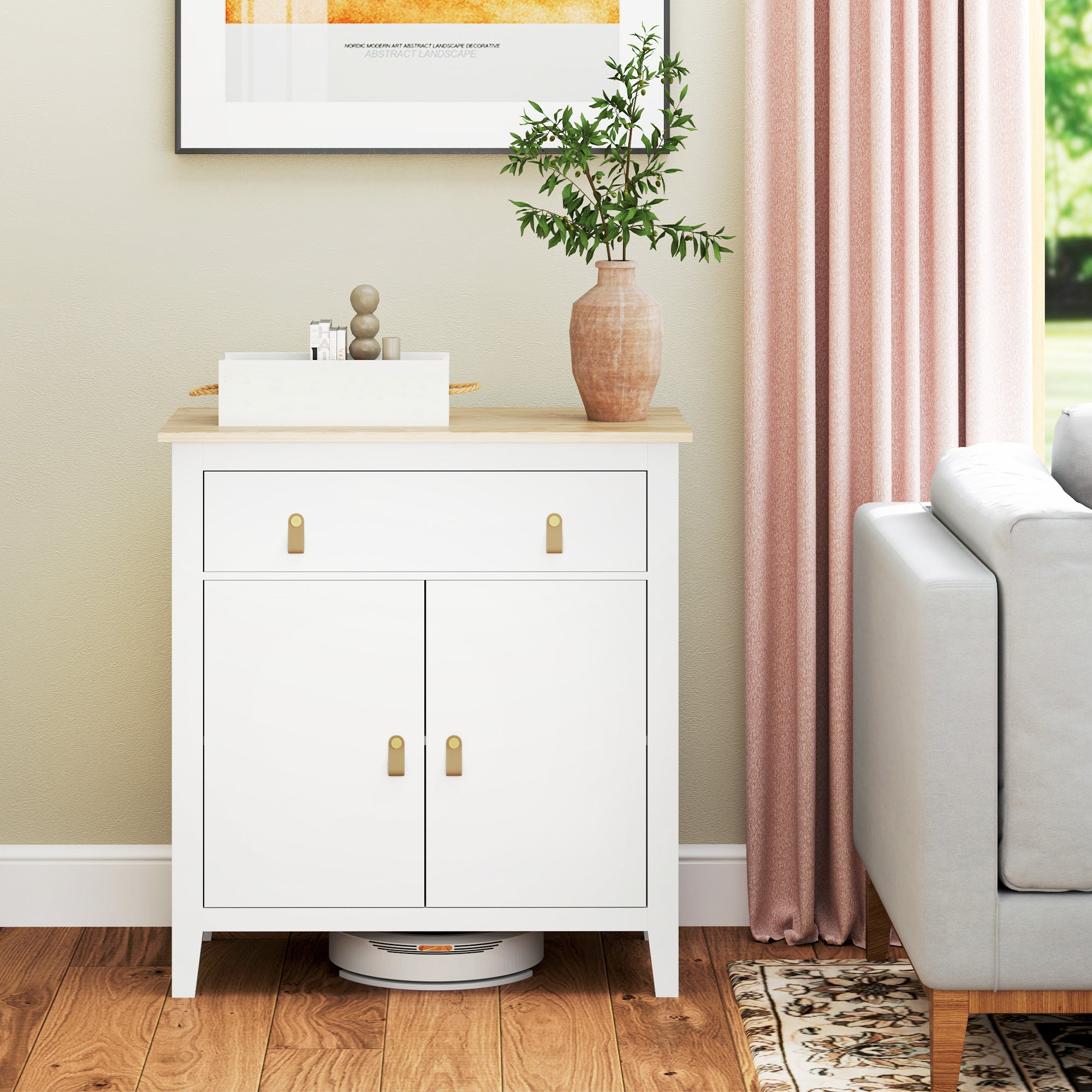 HOMCOM Farmhouse Style Sideboard - White - North Peak Garden Furniture