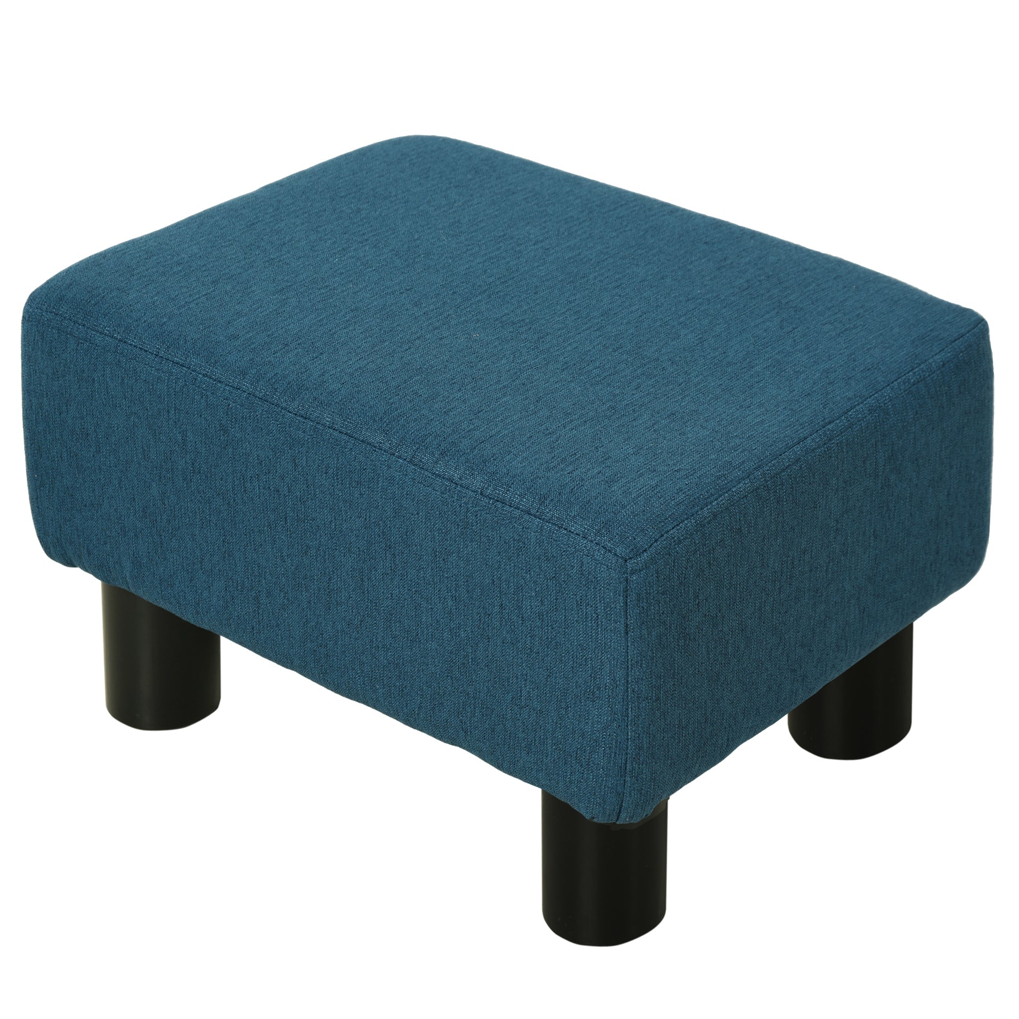 HOMCOM Linen Fabric Footstool Ottoman Cube with 4 Plastic Legs