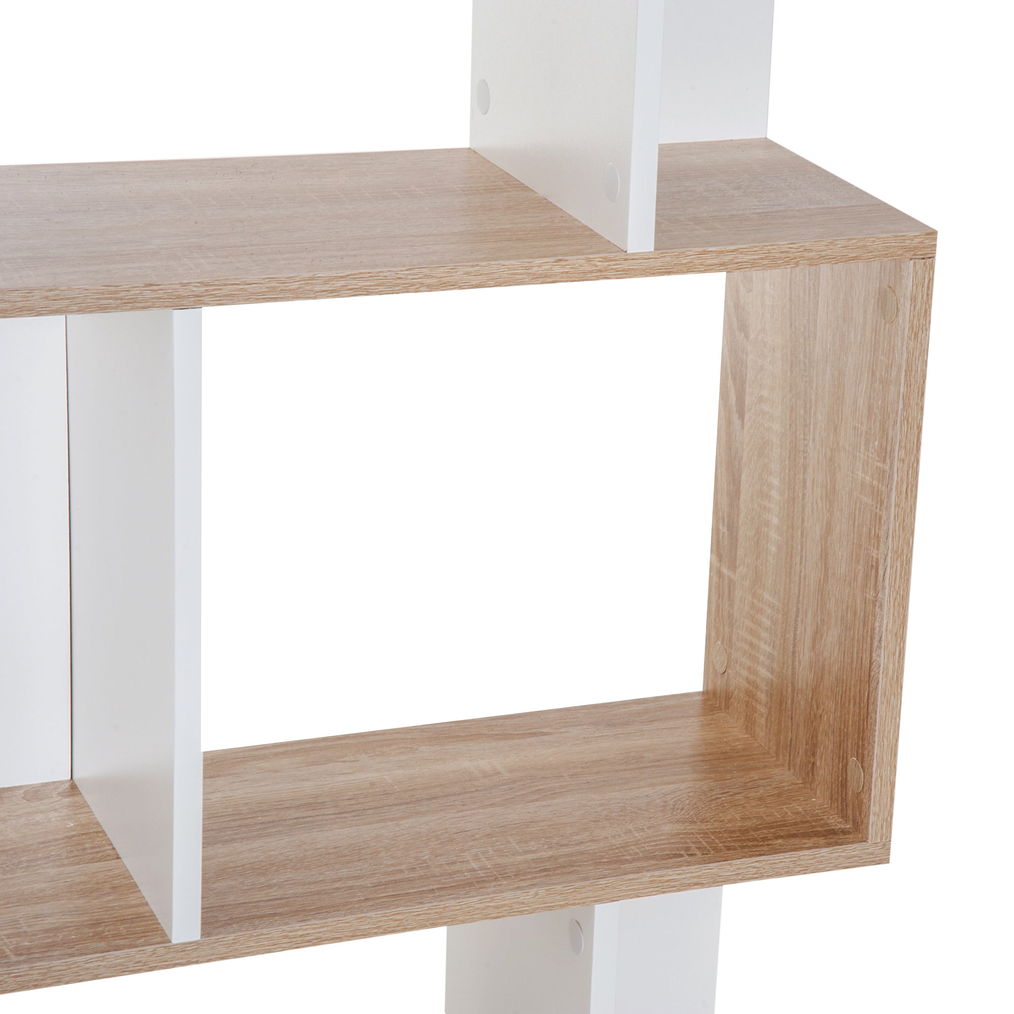 HOMCOM 5-tier Bookcase Storage Display Shelving S Shape design Unit Divider Natural - North Peak Garden Furniture