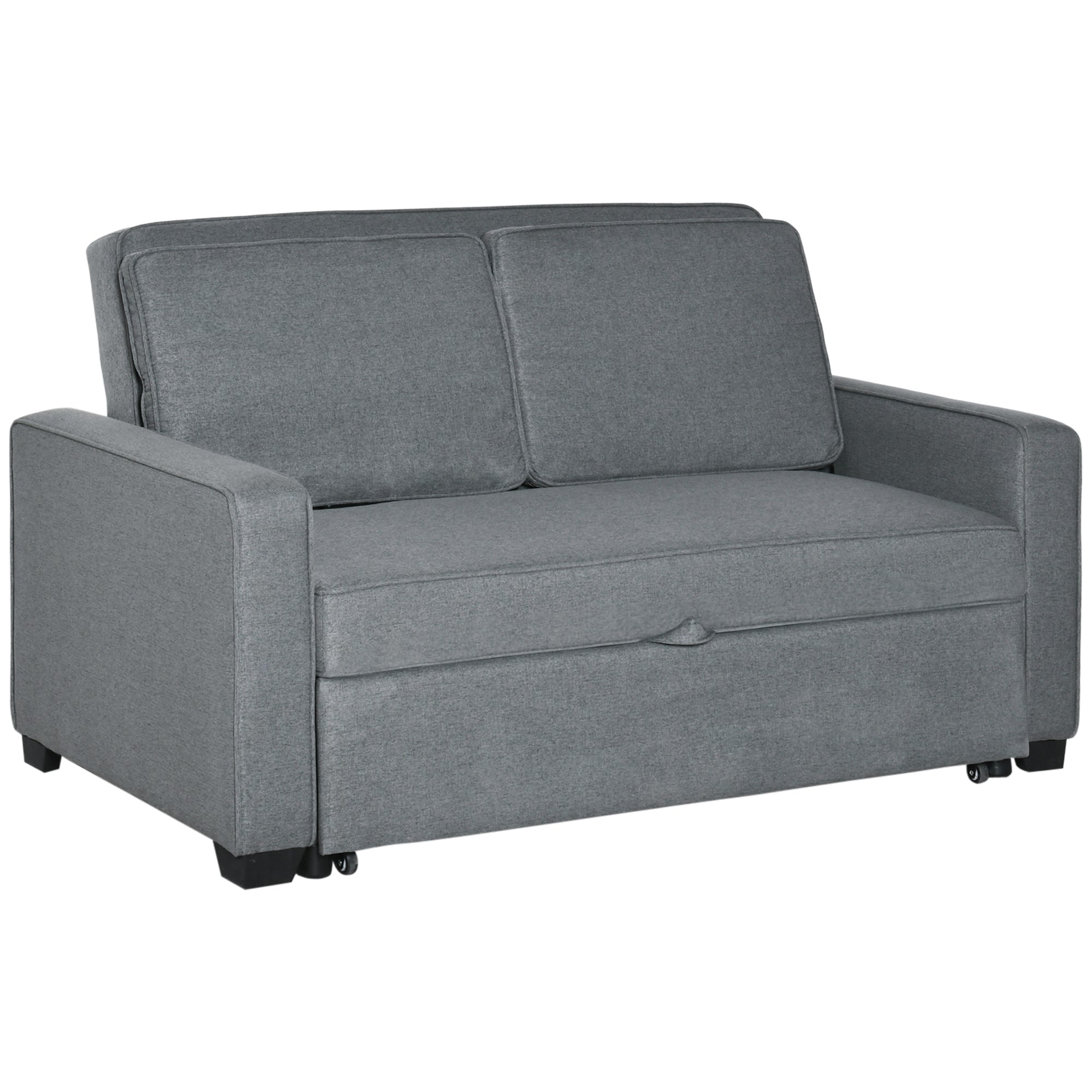 HOMCOM Double Sofa Bed Click Clack Sofa Bed Pull Out Bed with Adjustable Backrest for Living Room and Bedroom Grey - North Peak Garden Furniture