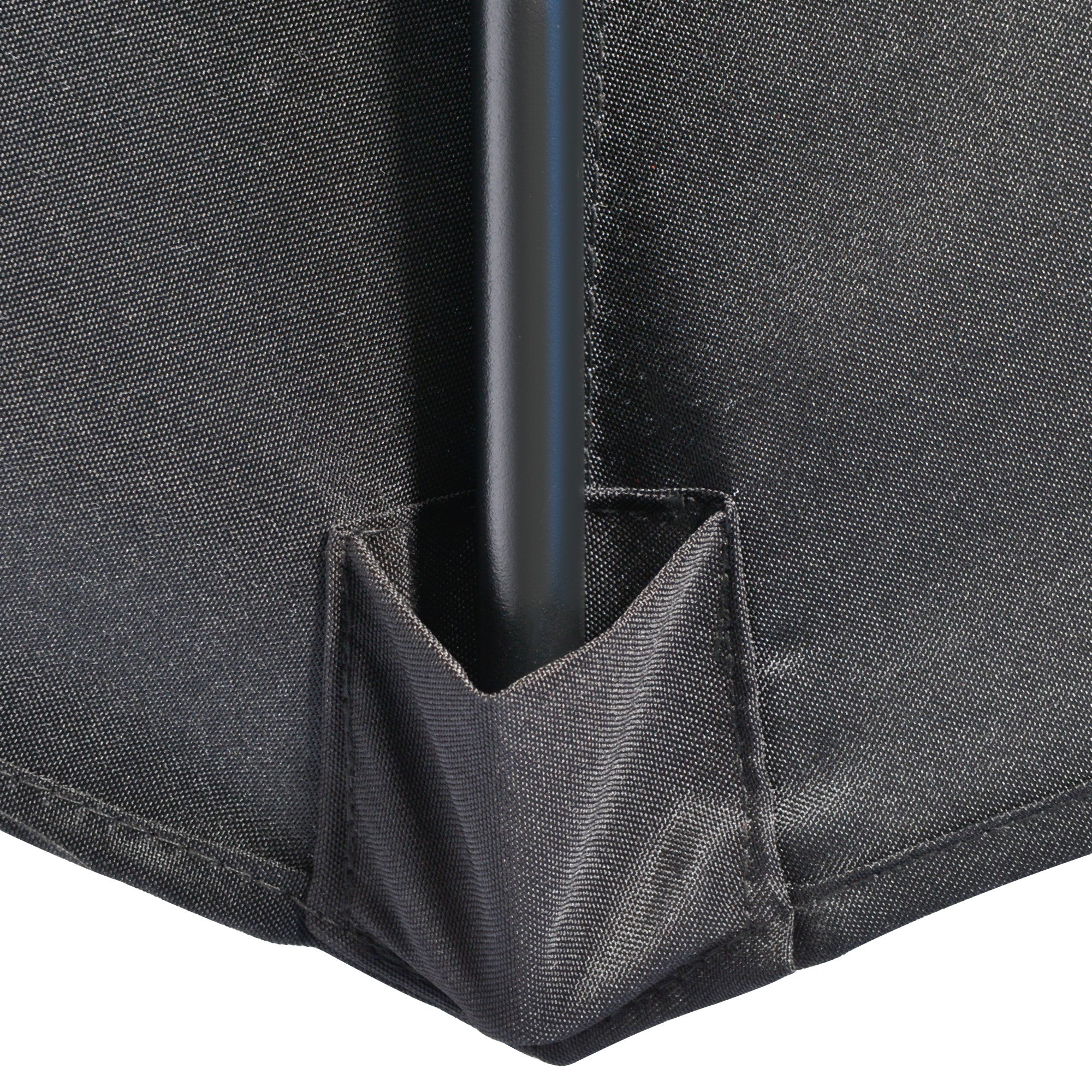 Outsunny 3(m) Half Parasol Semi Round Umbrella Patio Metal Frame Crank Handle for Balcony-- NO BASE INCLUDED, Black - North Peak Garden Furniture