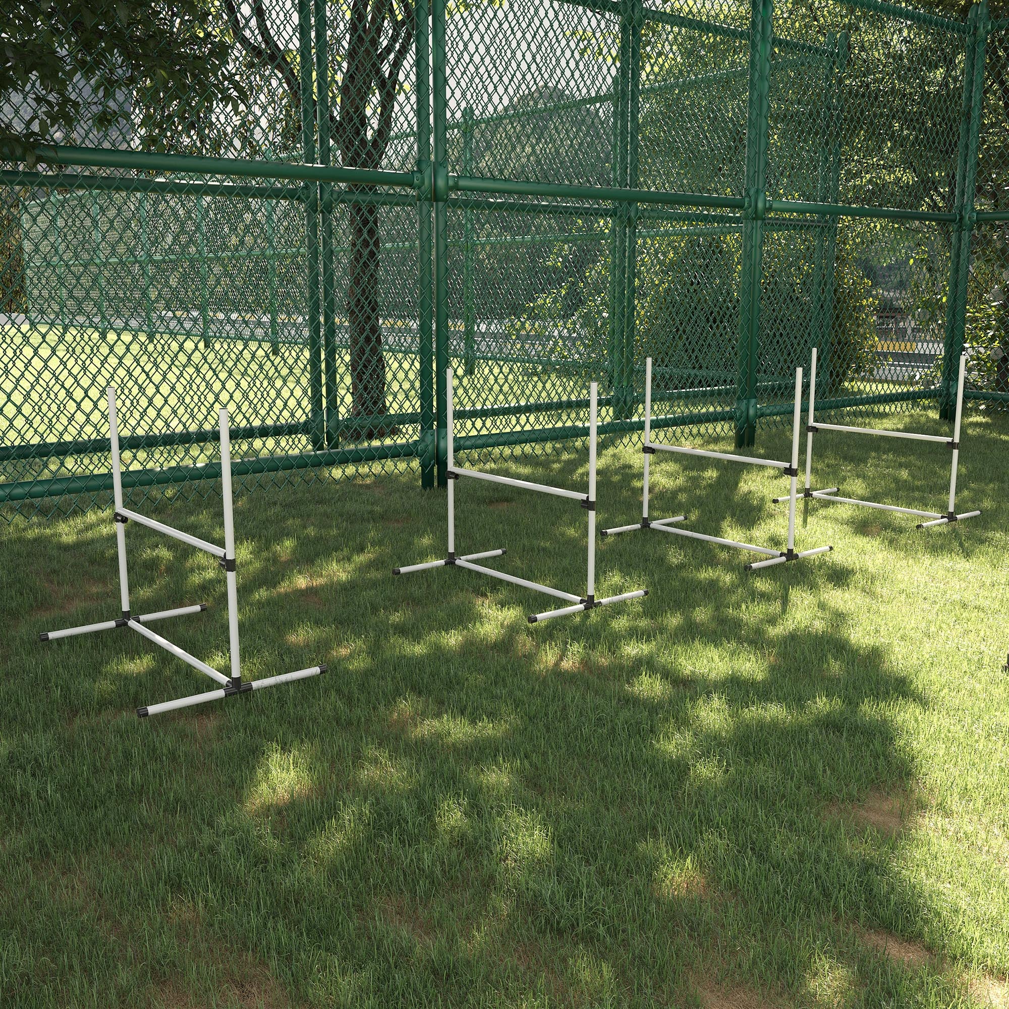 PawHut Dog Agility Equipment Training Height Adjustable Jumps Hurdle 4 Pieces with Carrying Bag for Outdoor - North Peak Garden Furniture
