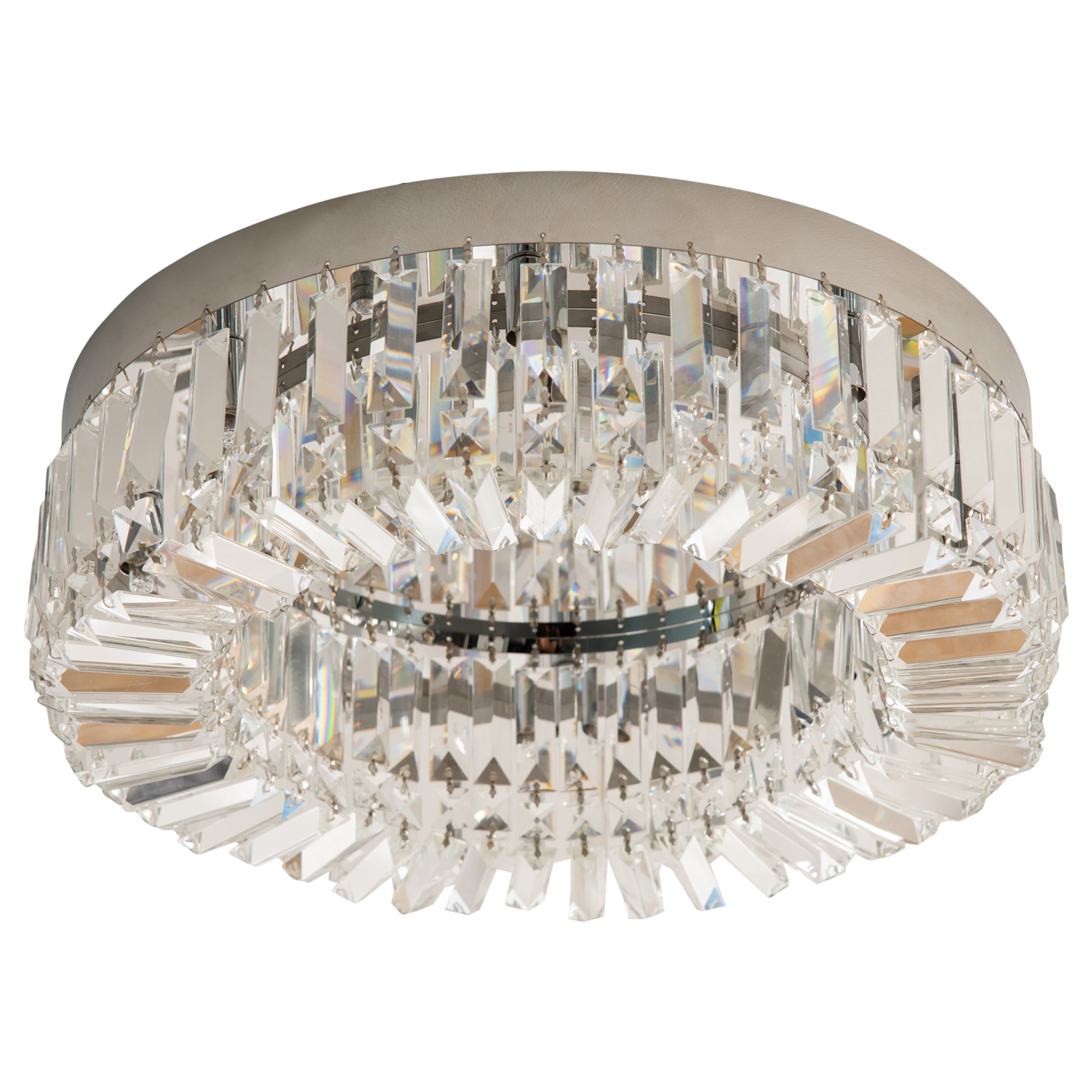 HOMCOM Crystal Ceiling Light Modern Chandeliers Stainless Steel Pendant Lights with Crystal Decorations for Living Room Bedroom Dining Room Hall Silver - North Peak Garden Furniture