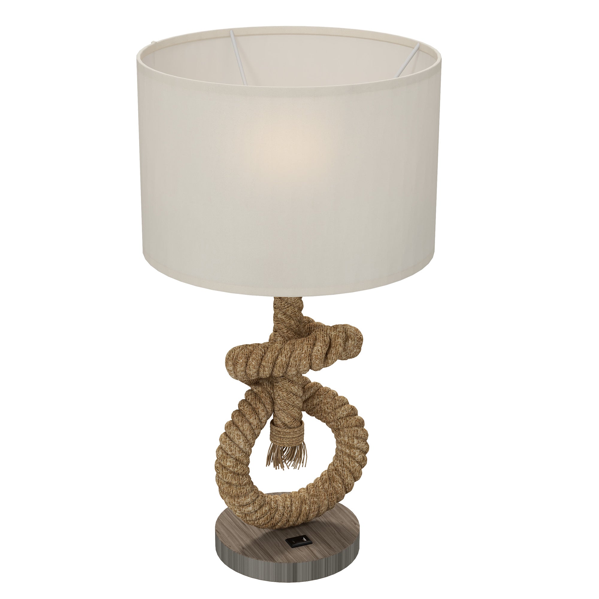 HOMCOM Nautical LED Table Lamp with USB Charging Port, Bedside Desk Lamp for Bedroom, Living Room, Home Office - North Peak Garden Furniture