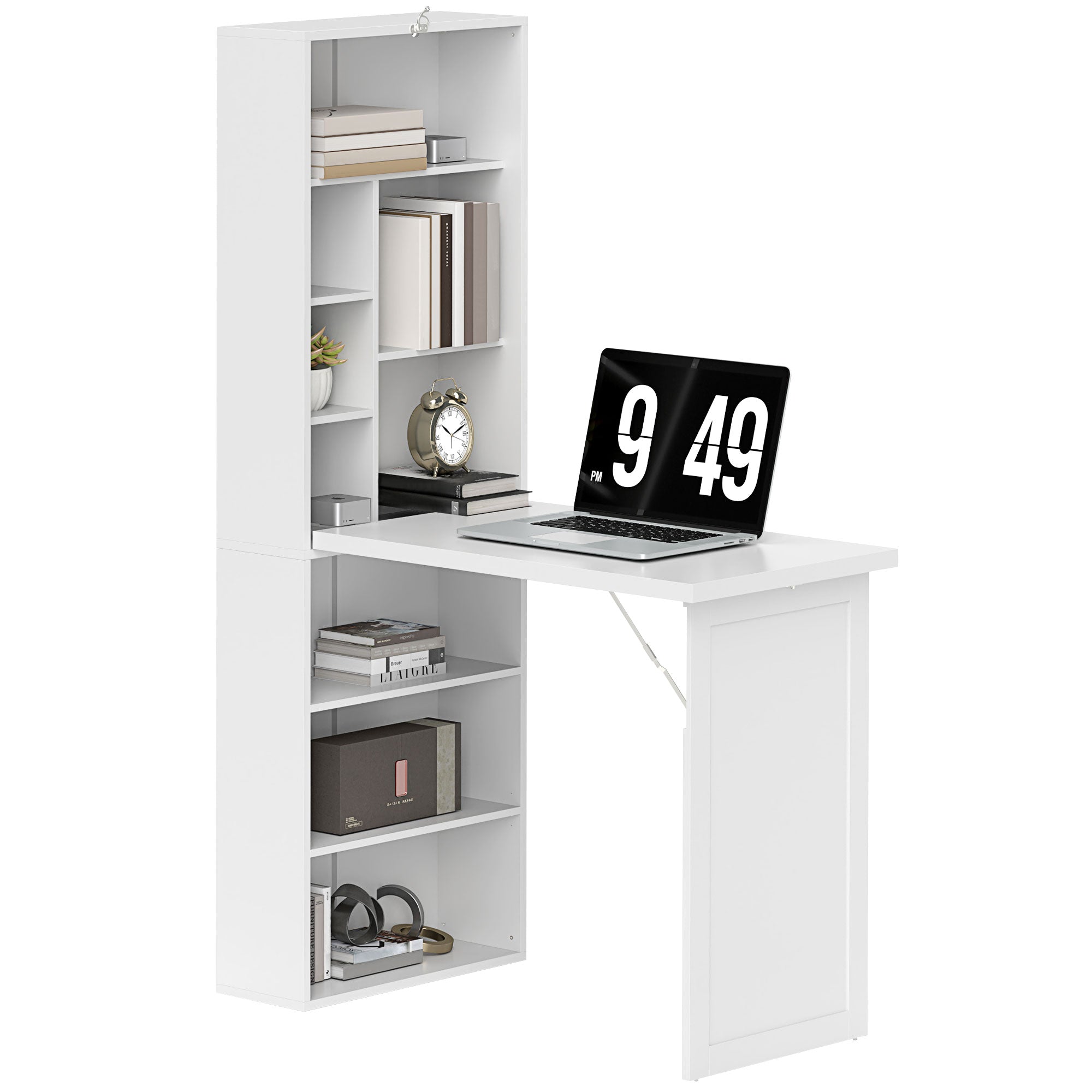 HOMCOM Three-Part Work Desk, with Storage and Chalkboard - White - North Peak Garden Furniture